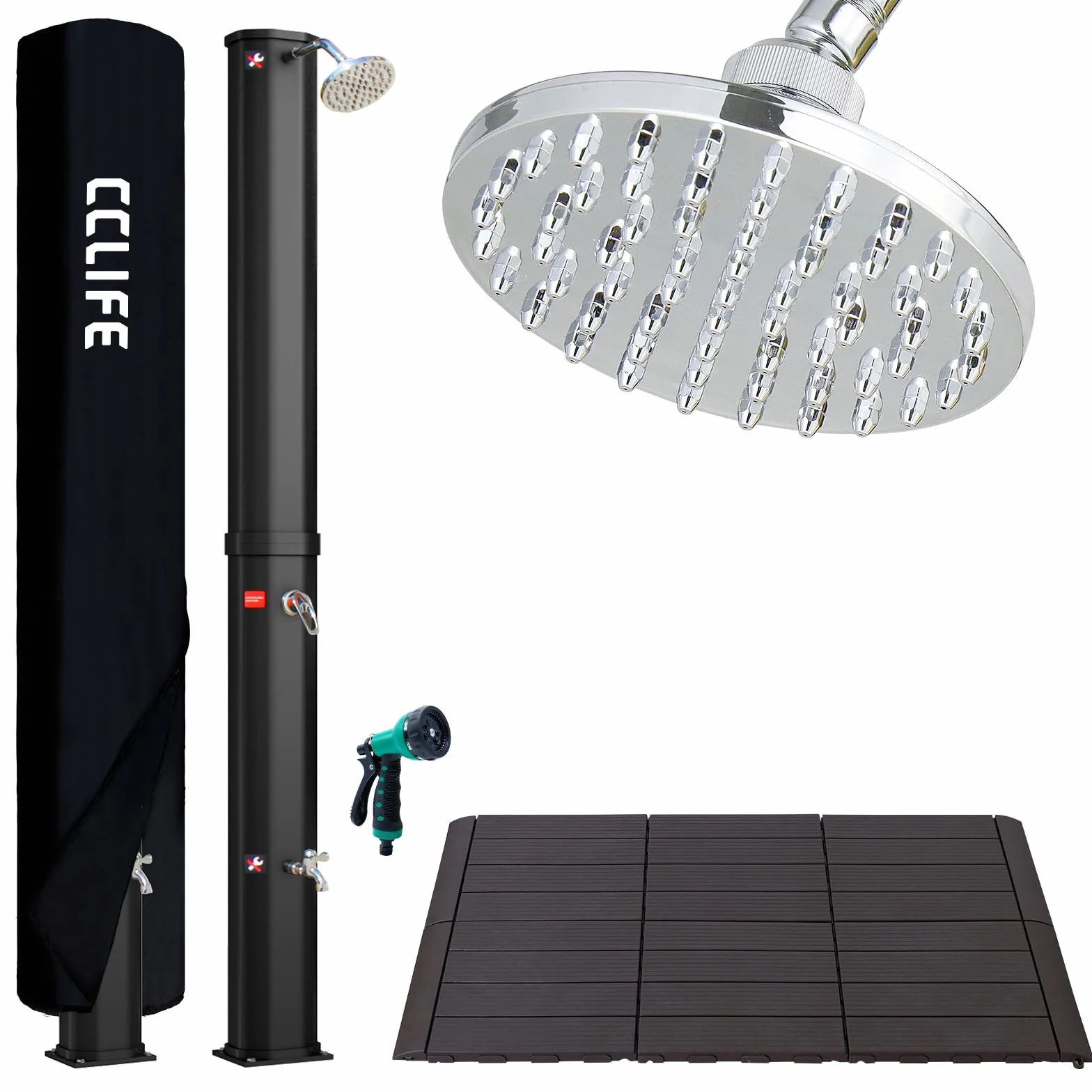 CCLIFE Ducha Solar Jardín 40 litros Agua Caliente Exterior Temperatura 60°C
