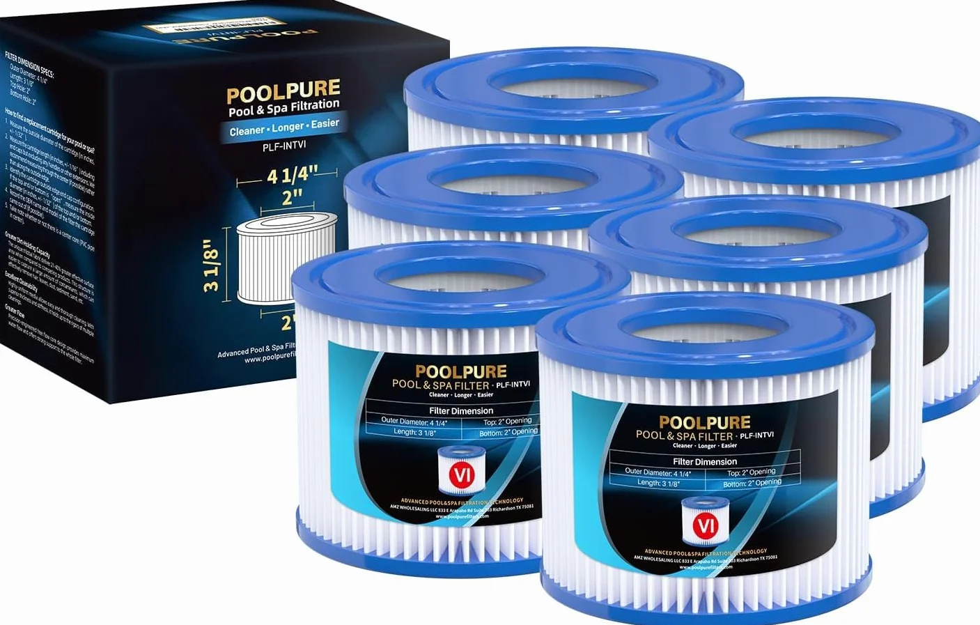 POOLPURE Filtro Tipo Vi Cartucho Piscina Lote de 6 Coleman SaluSpa 90352E