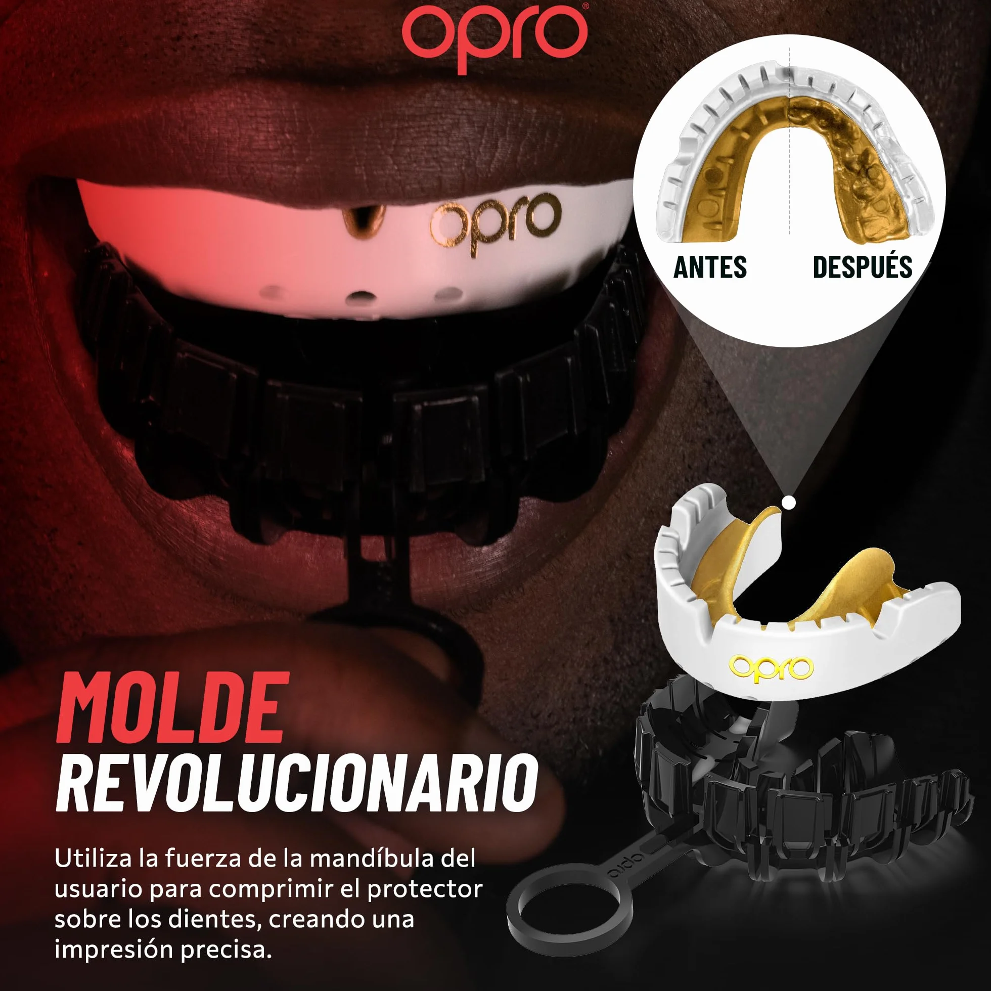 OPRO Protector Bucal Gold Level para Brackets, Deportivo, Protección y Ajuste, Rugby, Boxeo, MMA