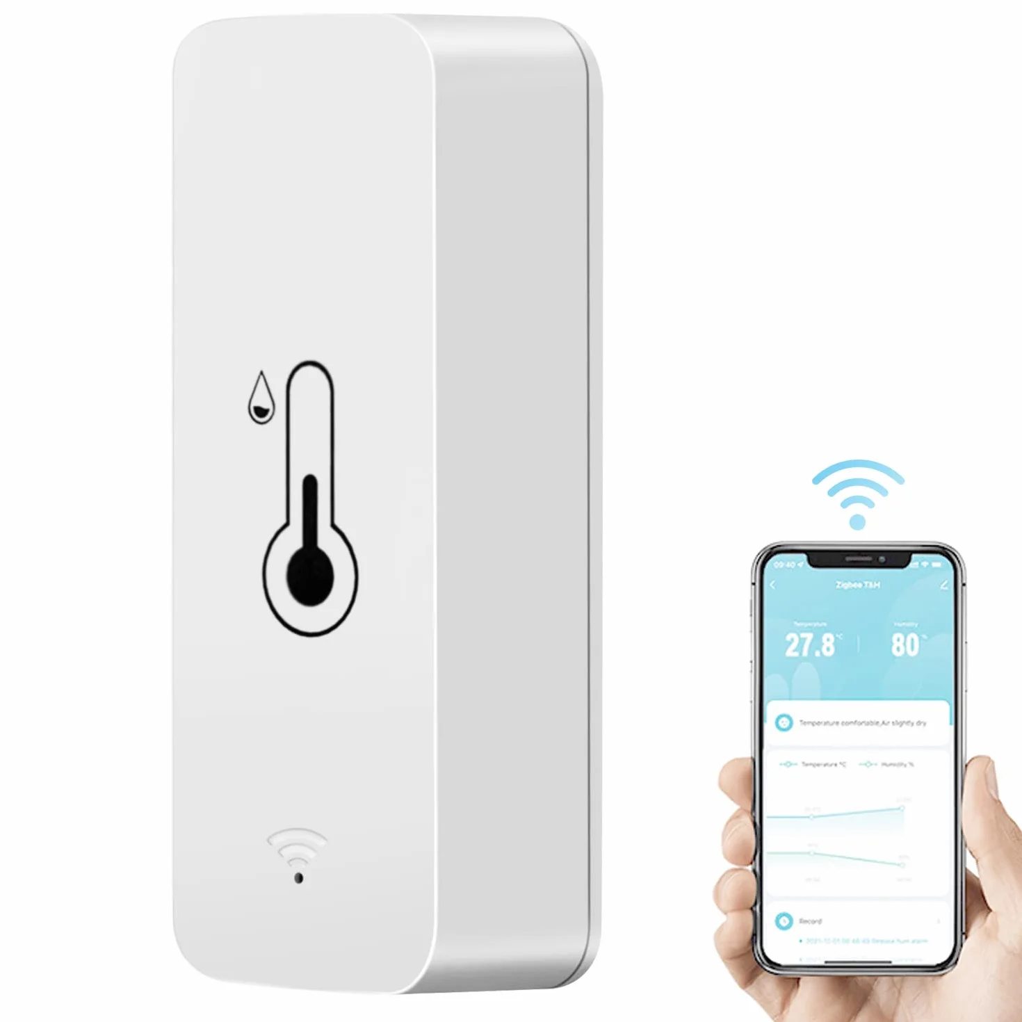 Towwoo Temperatura Humedad Wifi Sensor Inalámbrico, Termómetro Higrómetro Inteligente con Alarma Tuya Alexa