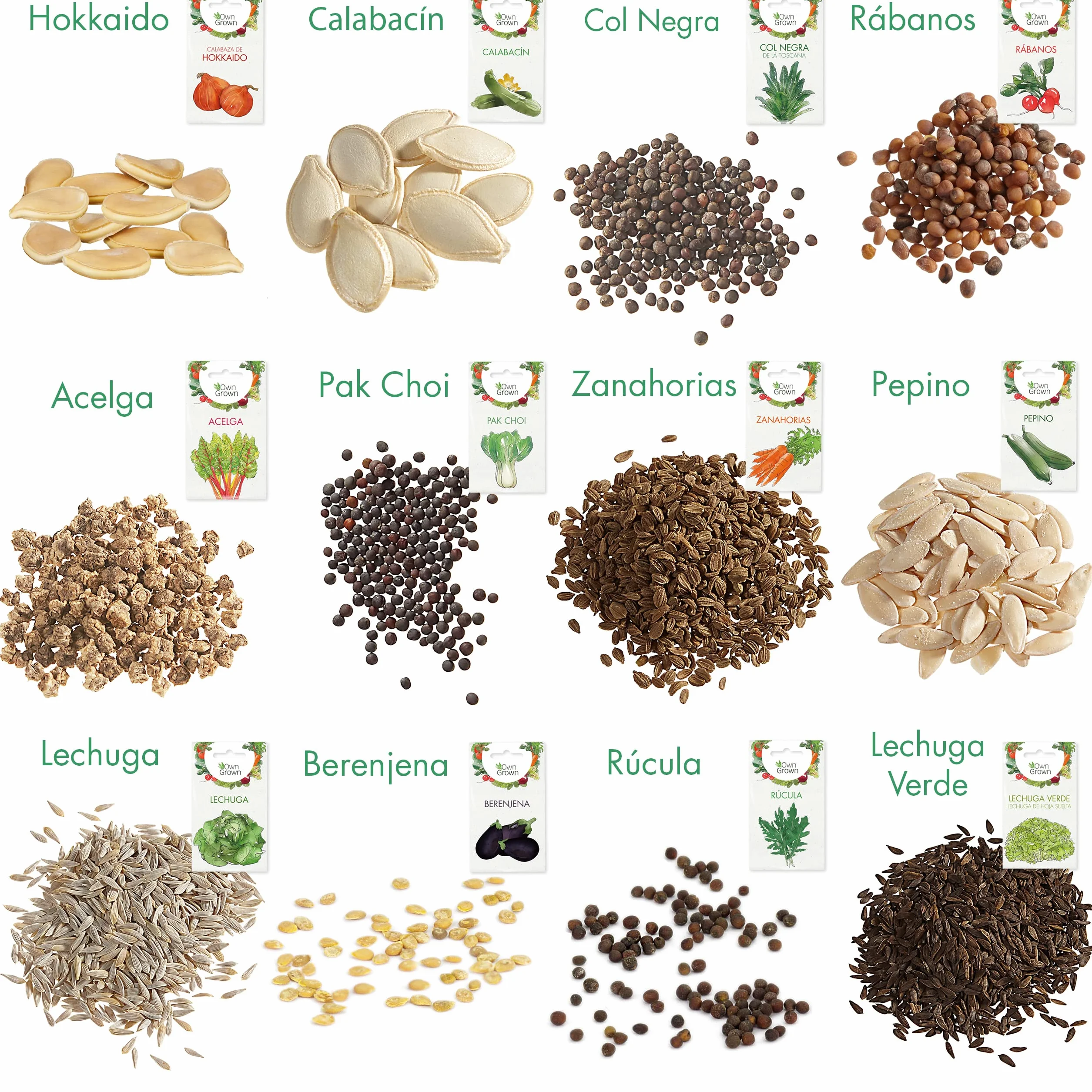 Kit Semillas Verduras 12 Variedades Hortalizas Huerto Tomate Lechuga OwnGrown