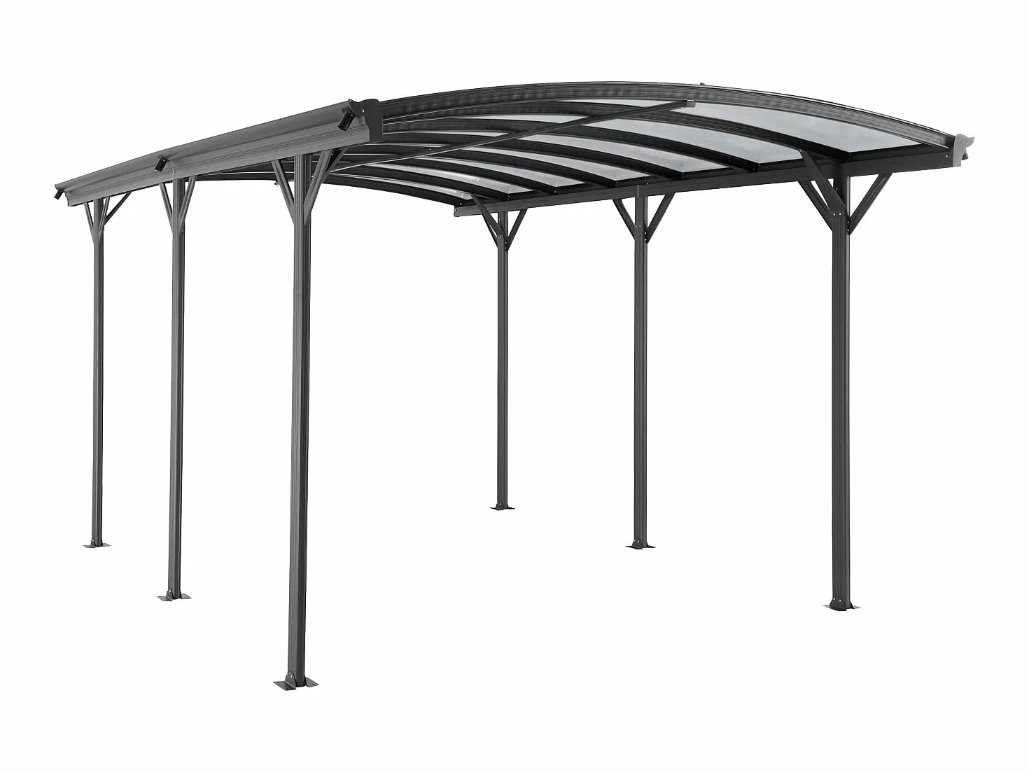 Baresa Carport Pergola Individual Independiente Aluminio 1 Coche 15,15 m² Gris Antracita