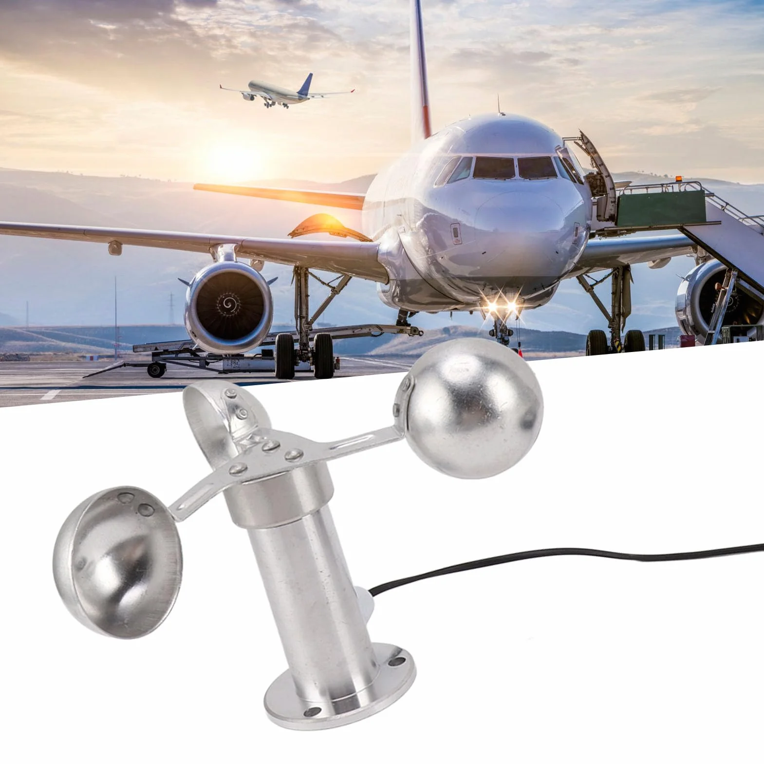 Anemómetro Sensor De Viento Aleación De Aluminio 3 Tazas 0-3,8 V