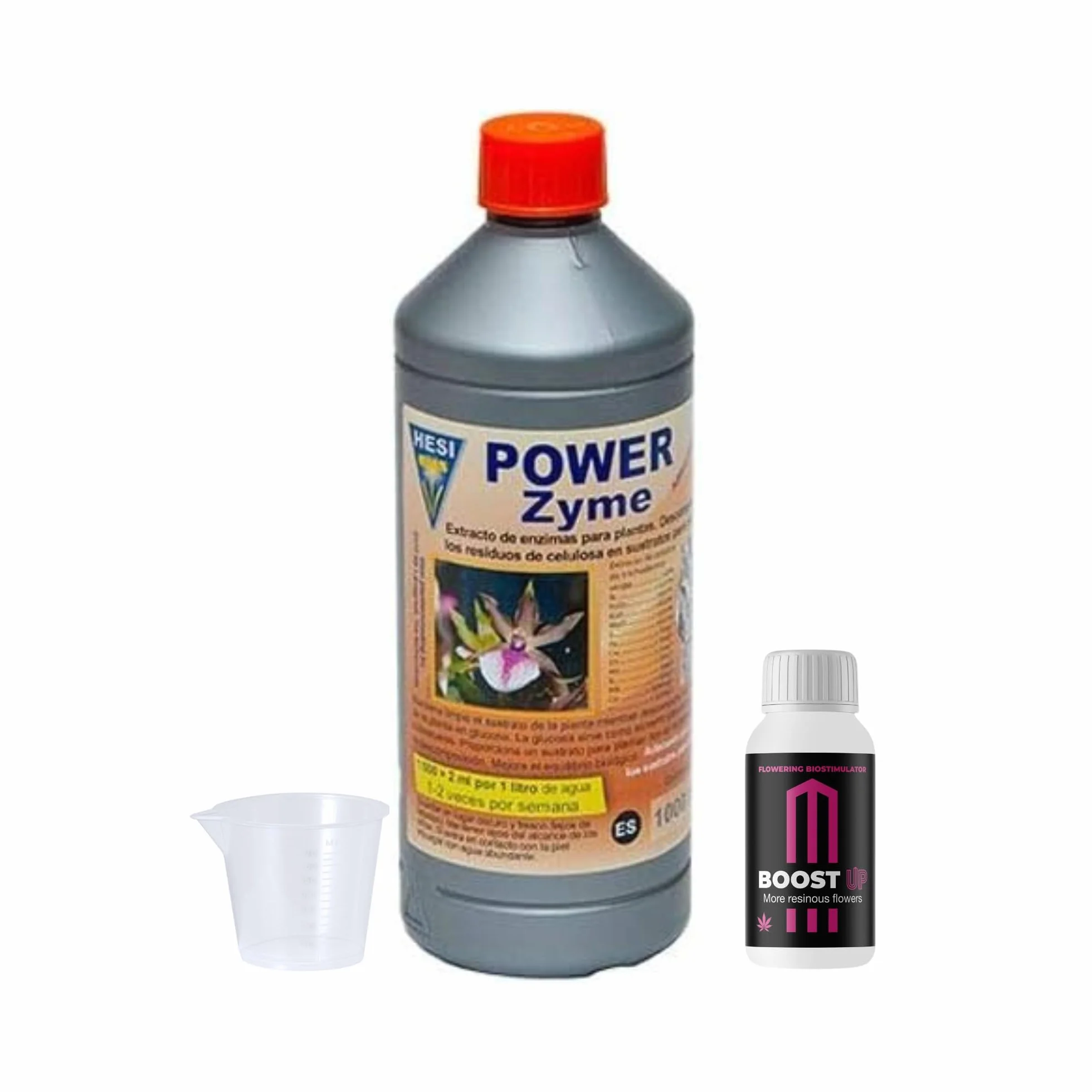 HESI Power Zyme Abono Líquido Flores Plantas Cultivos Estimulación Crecimiento Vaso Medidor