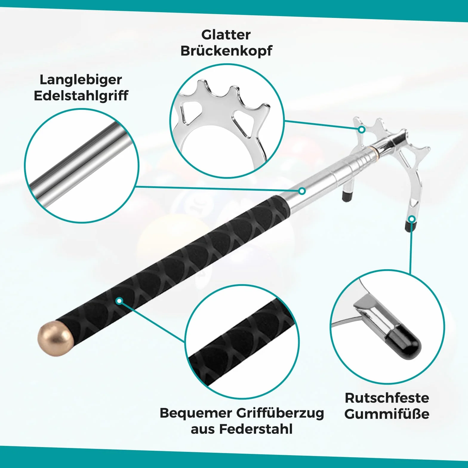 Fityle Puente de billar desmontable latón accesorios palo retráctil mesa snooker juego competición