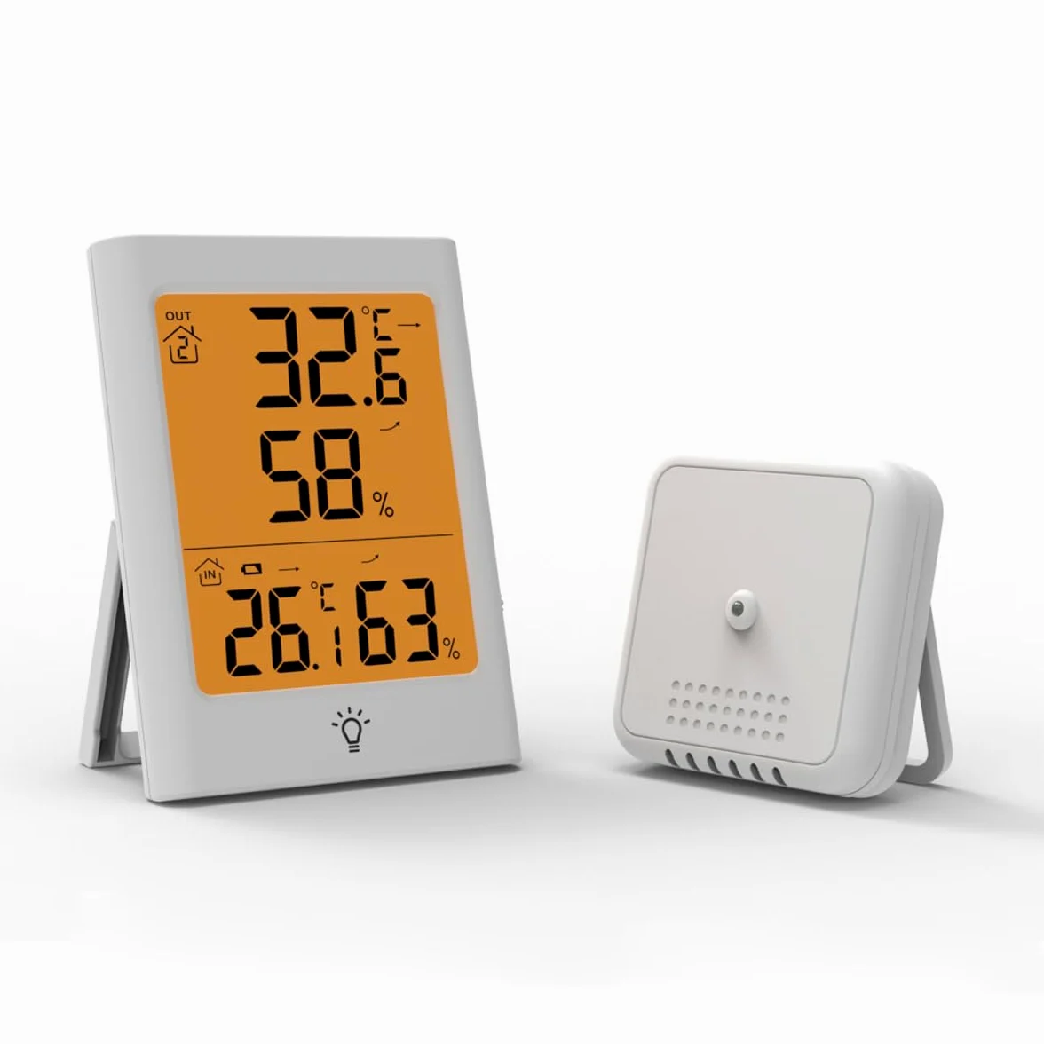 Termómetro inalámbrico higrómetro con sensor exterior, monitor digital de humedad, registro máximo/mín, pantalla LCD, para interior y exterior