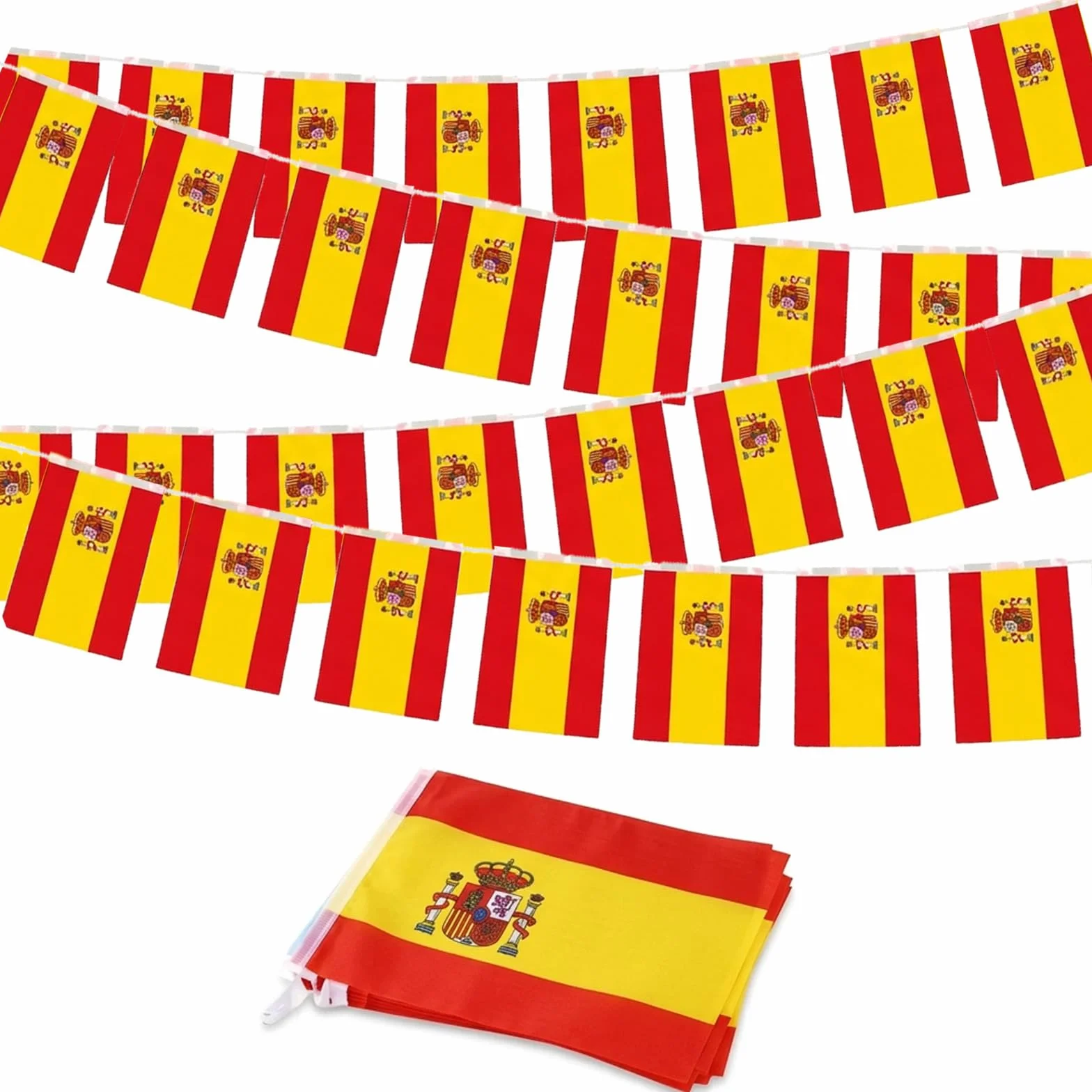 Guirnalda Banderas Mundial 30 Piezas Bandera España Decoración 10 m Banderines 14 x 21 cm Fiesta Nacional