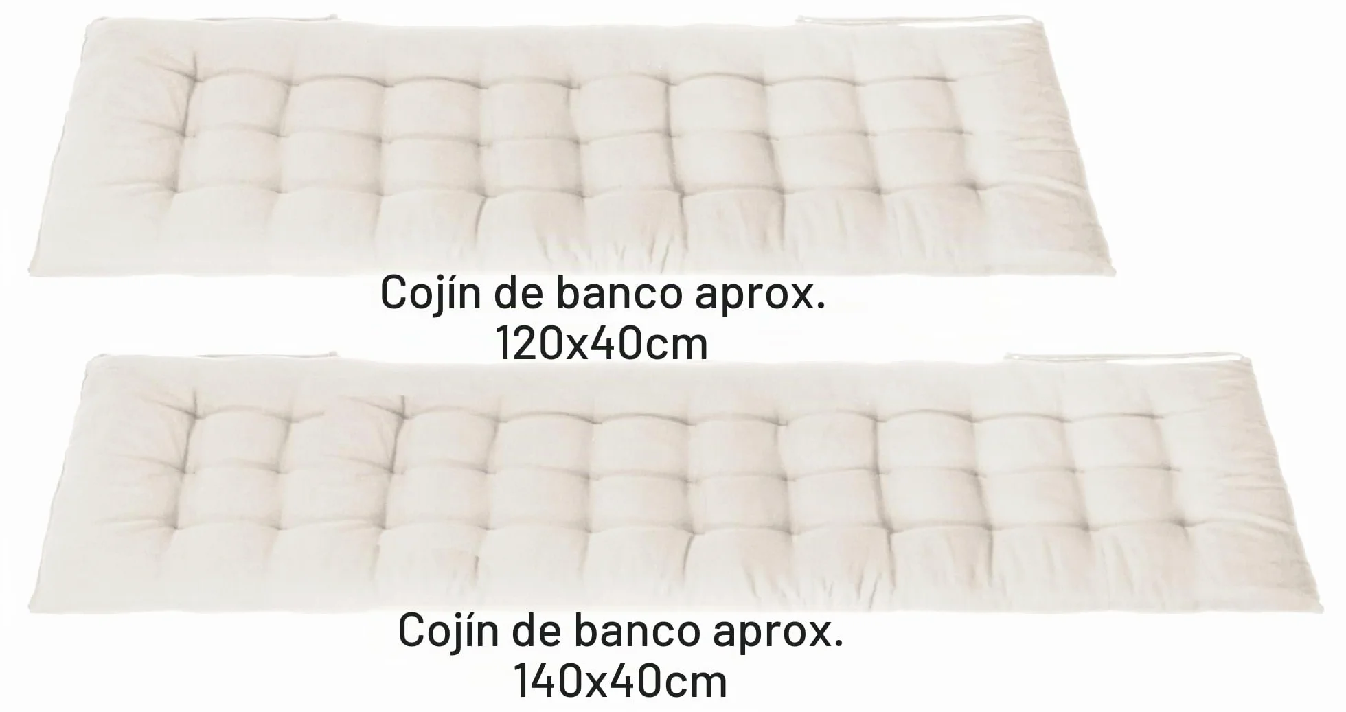 Brandsseller Cojín de Banco 120x40x4 cm – para Banco de jardín y Banco de Comedor – Impermeable, fácil de Limpiar y Acolchado Suave – Uso Interior y Exterior – Blanco