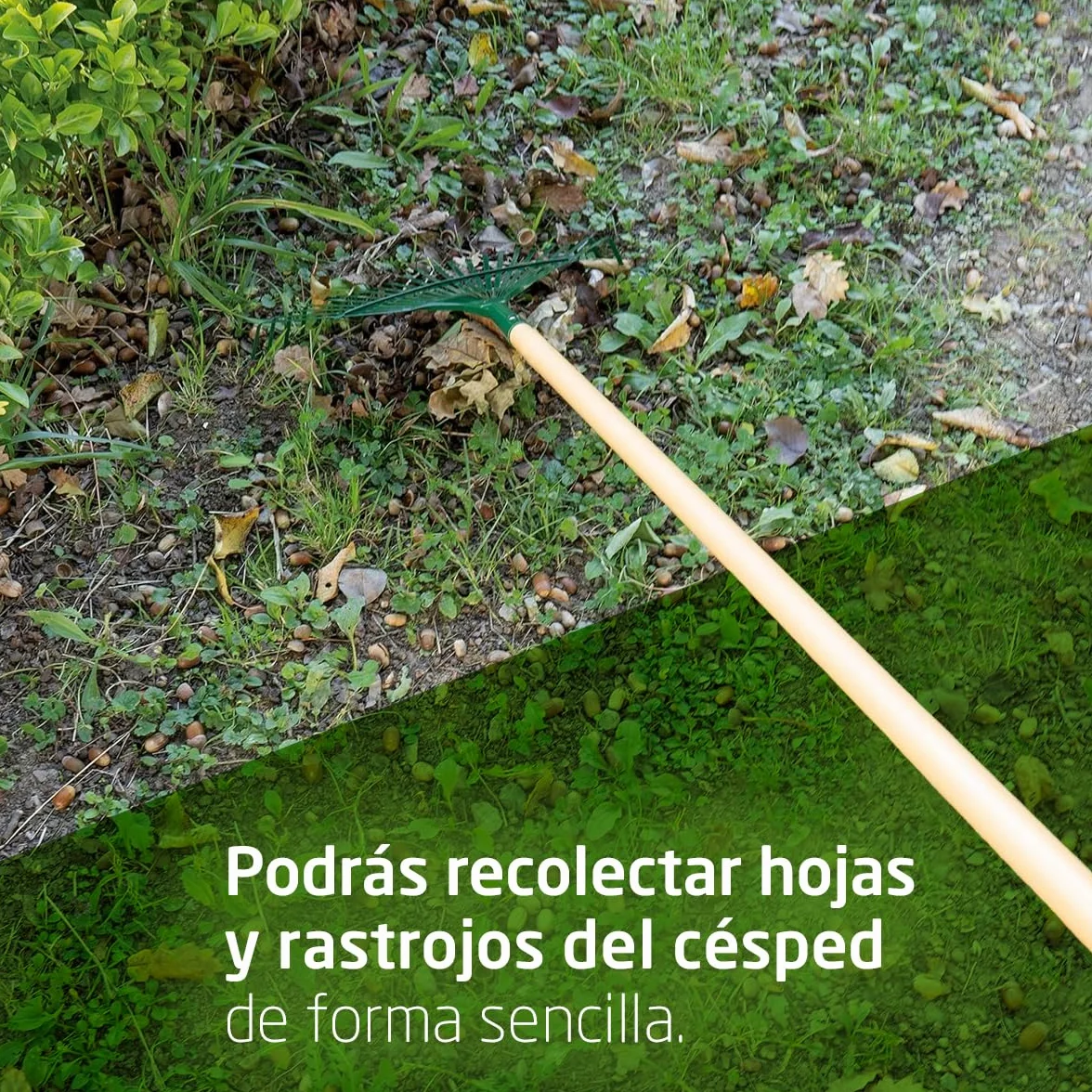 Amig Escoba de Jardín Acero Rastrillo 22 Púas Planas Metálicas 400 mm