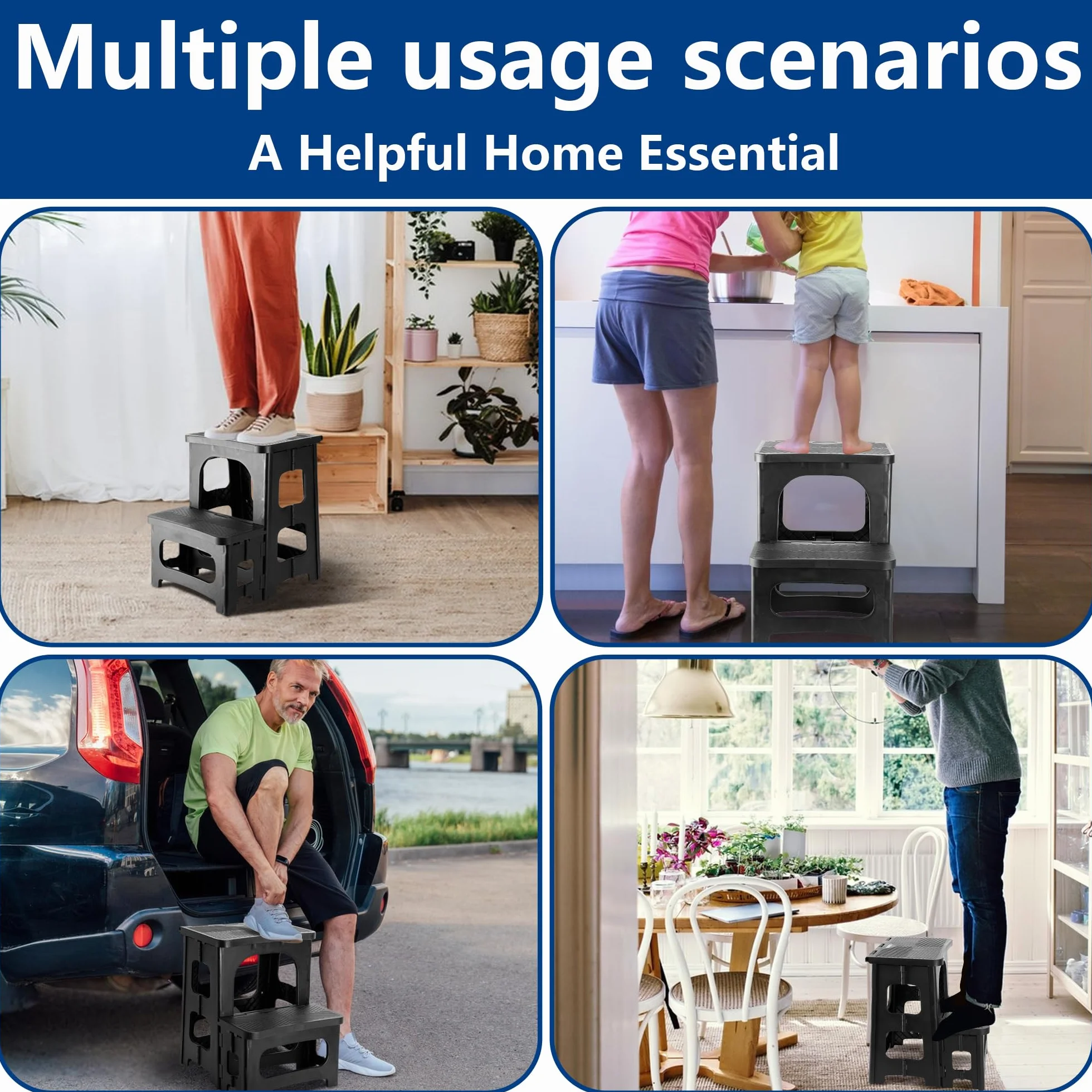 DECOHS Escalones Plegables para bañera de hidromasaje 2 peldaños Antideslizante Taburete Universal