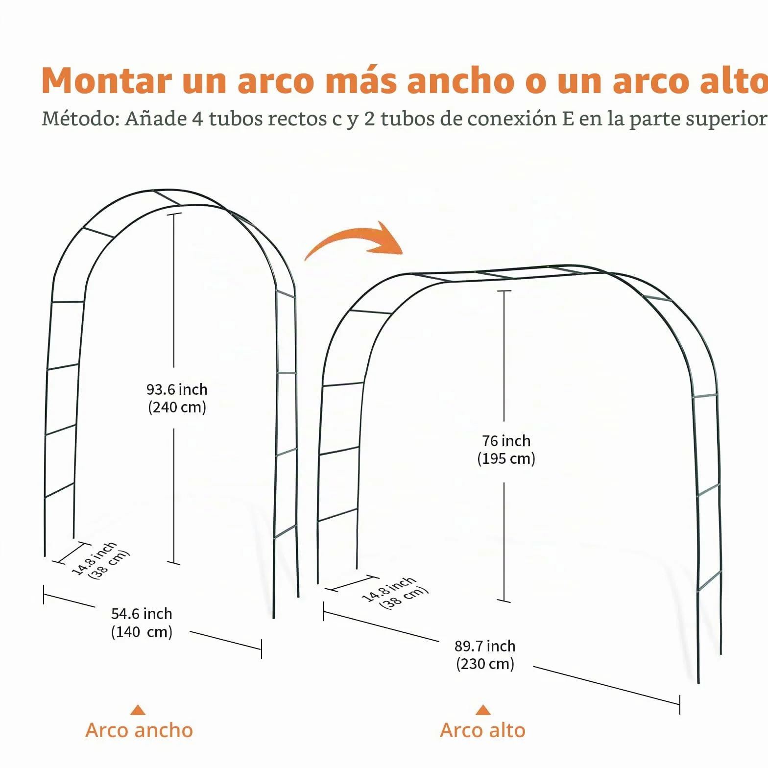 Mr. Ton Arco de Boda Pérgola de Jardín 7 pies 8 Pulgadas Alto x 4 pies 5 Pulgadas Ancho