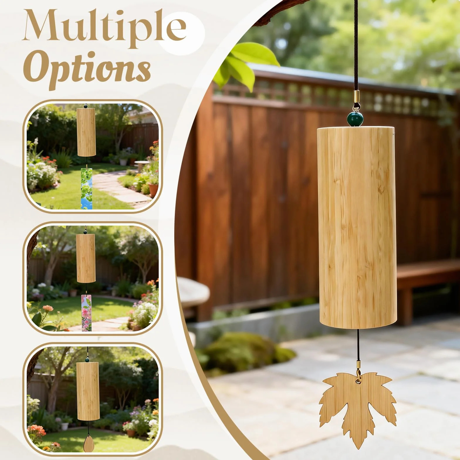 Carillon à Vent Carillons Décoratifs en Bambou pour Jardin