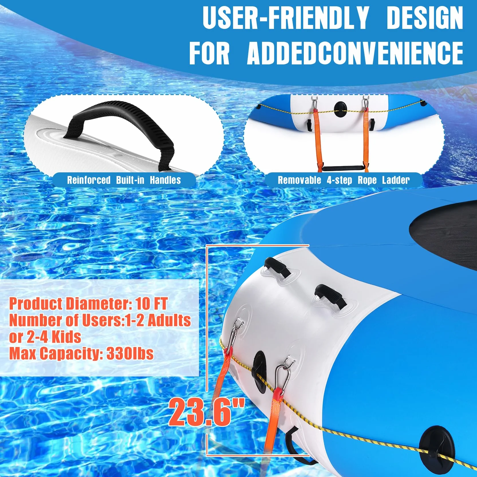 Trampolín de agua inflable 3 m para lago piscina natación