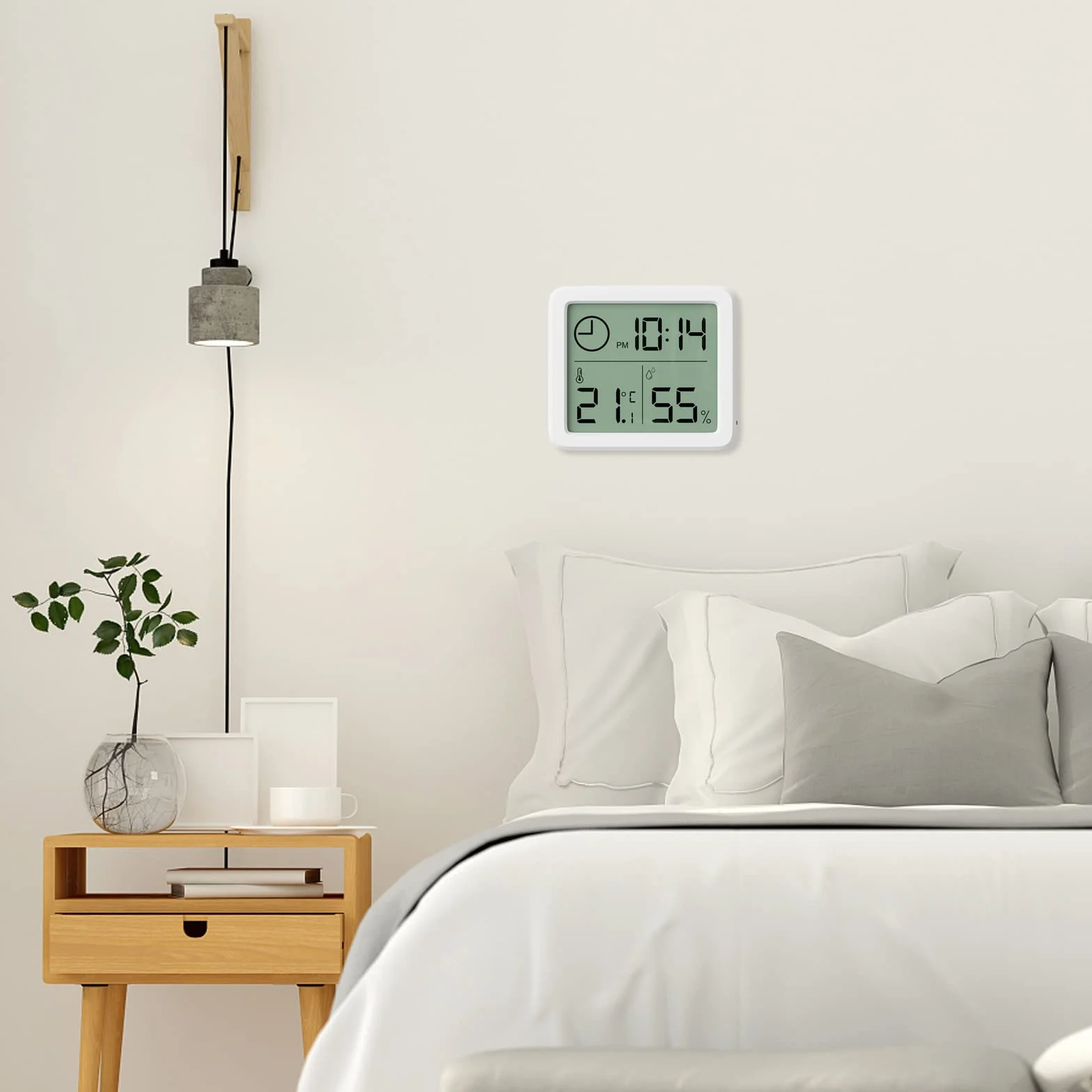 Mini Termometro Digital Casa Interior con Higrómetro, Pantalla Grande, Sensor Temperatura Humedad, Blanco