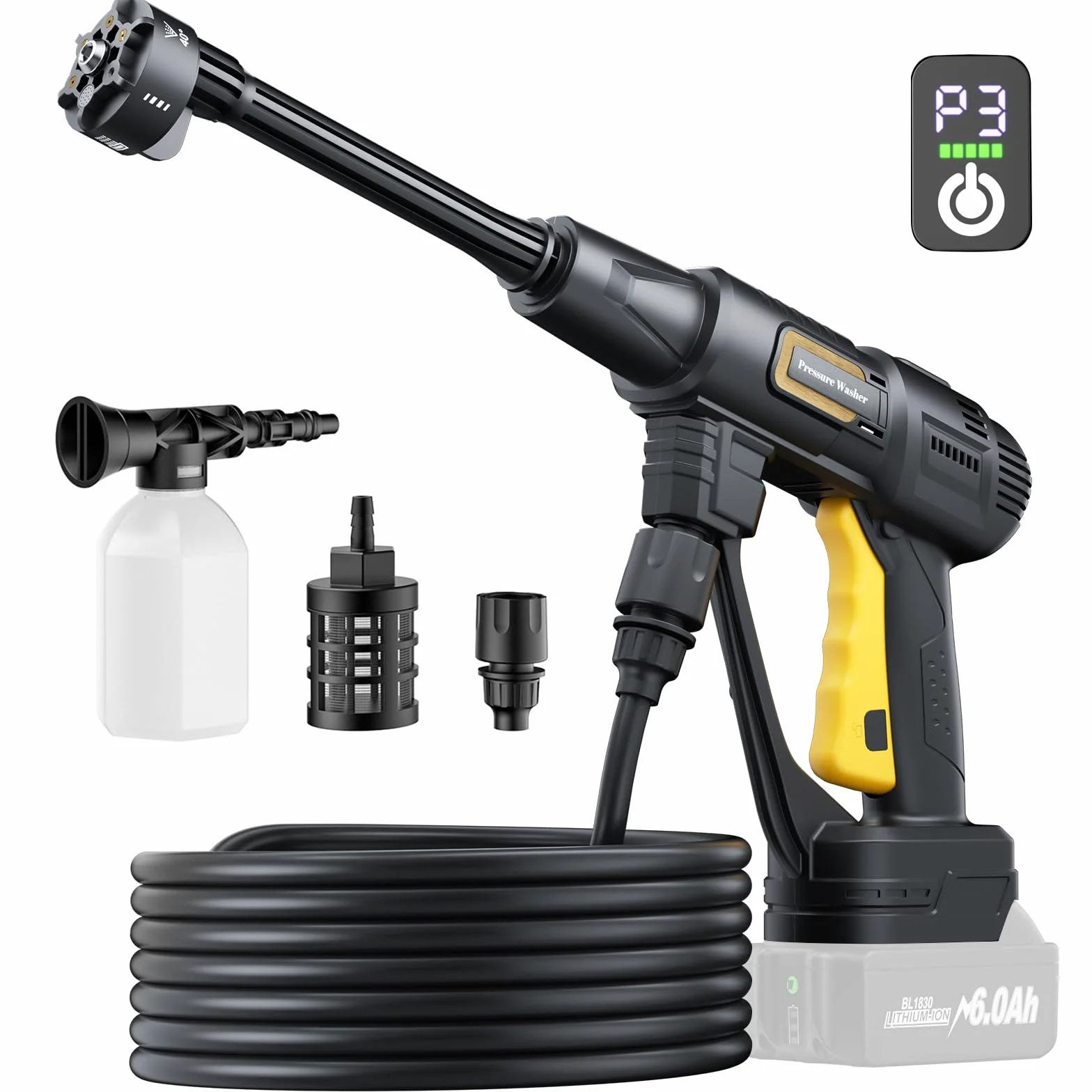 Limpiador de alta presión con batería para Makita de 18 V, limpiador a presión inalámbrico para balcón y lavado de coches, con boquilla multifunción 6 en 1