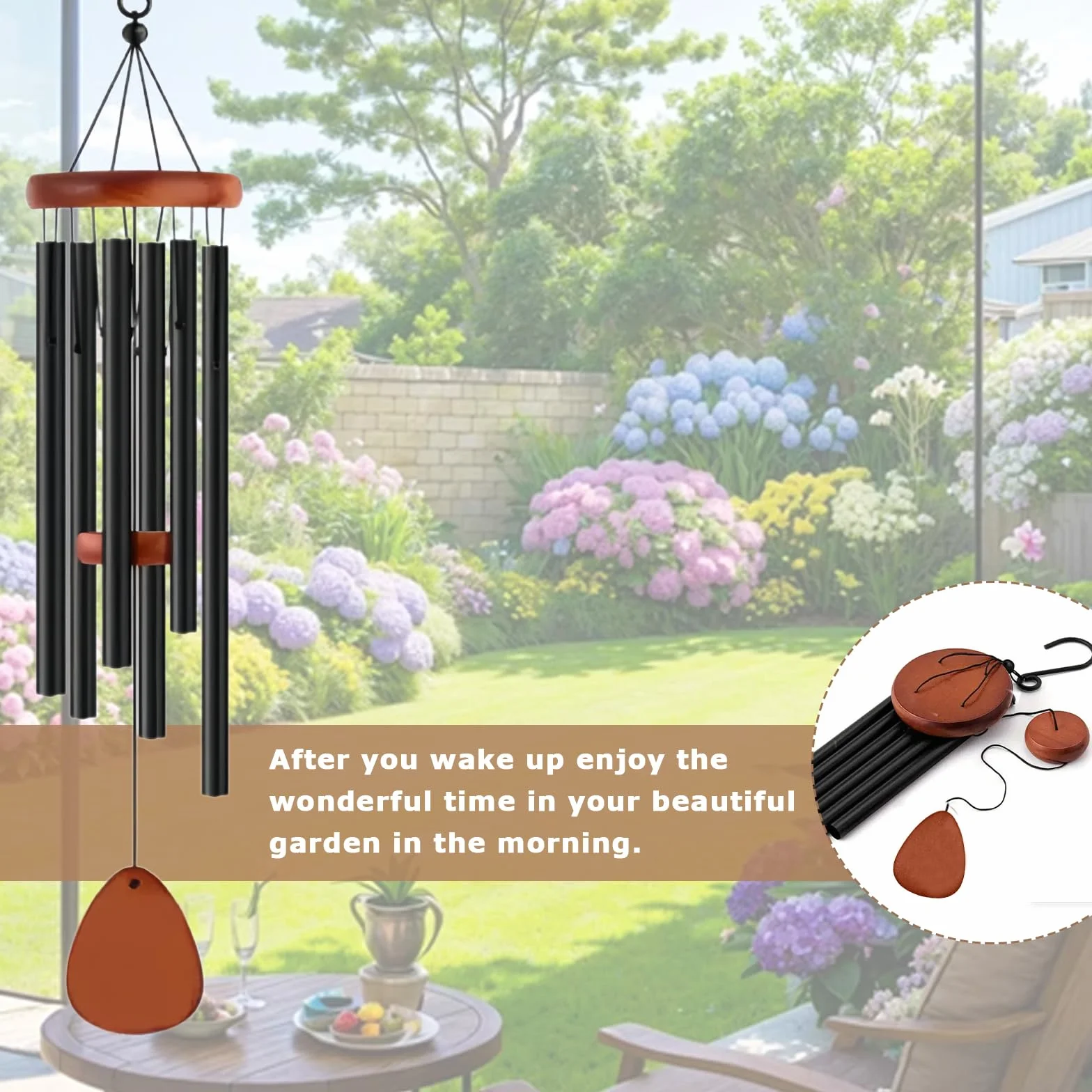 Campanilla de Viento 6 Tubos Aluminio Carrillon para Jardín Decoración