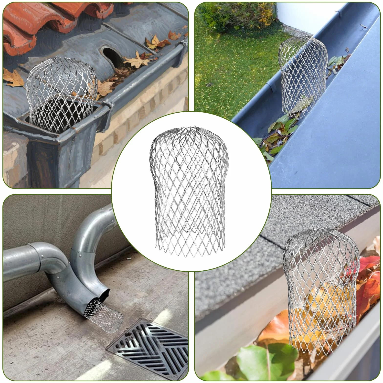 Rejilla Desague Jardin 8 Piezas, Tapa Desague Terraza para Canalones PVC Lluvia, Sumidero Diametro 3-15 cm