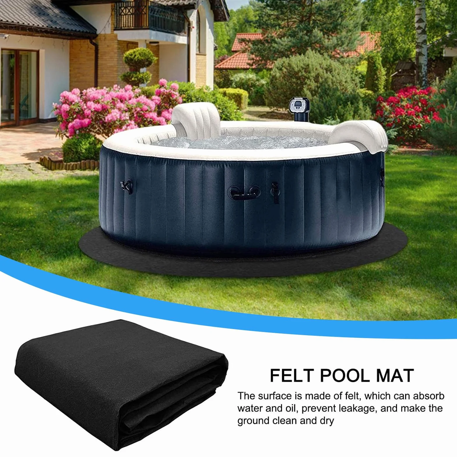 Base para Piscina Exterior, Esterilla Protectora Circular 400 cm, Almohadilla para Piscinas Desmontables e Hinchables