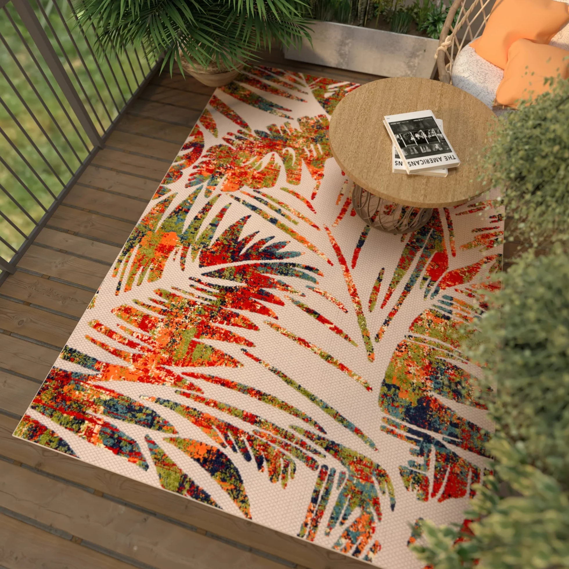 Mazovia Alfombra Exterior Impermeable 80 x 150 cm Multicolor Floral