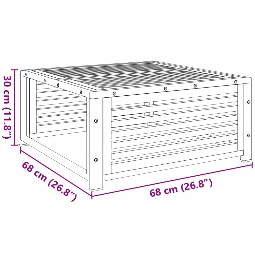 Mesa de jardín de madera maciza de acacia, 68 x 68 x 30 cm, con marco de acero pulverizado, resistente a la intemperie y estable, ideal para relajarse y sentarse en el exterior