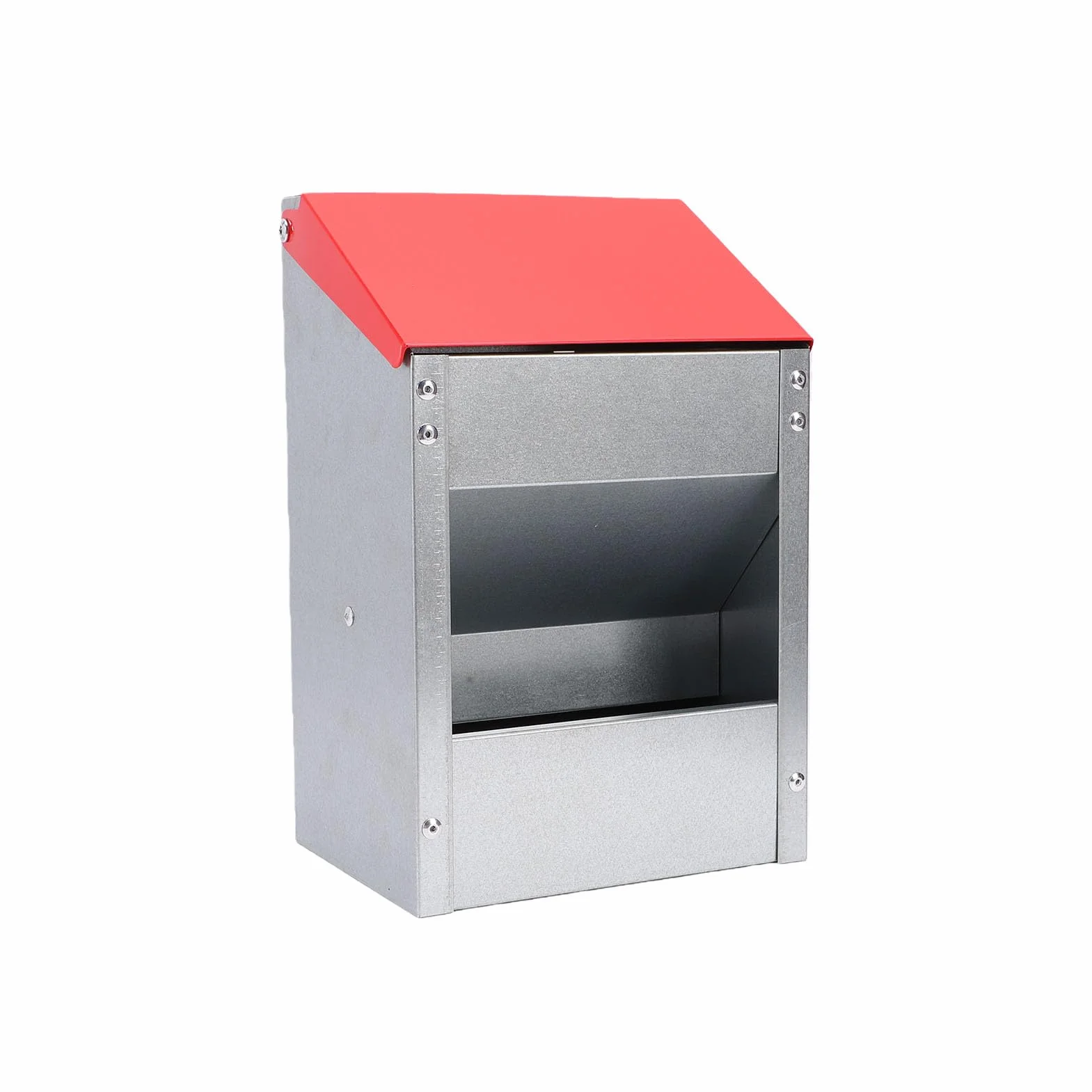 Naroote Comedero para Pollos Galvanizado para Cocina Al Aire Libre, Capacidad de 10 Libras |Comedero para Aves de Corral Resistente a la Intemperie, Montaje en Pared, sin Desperdicio, Galvanizado y