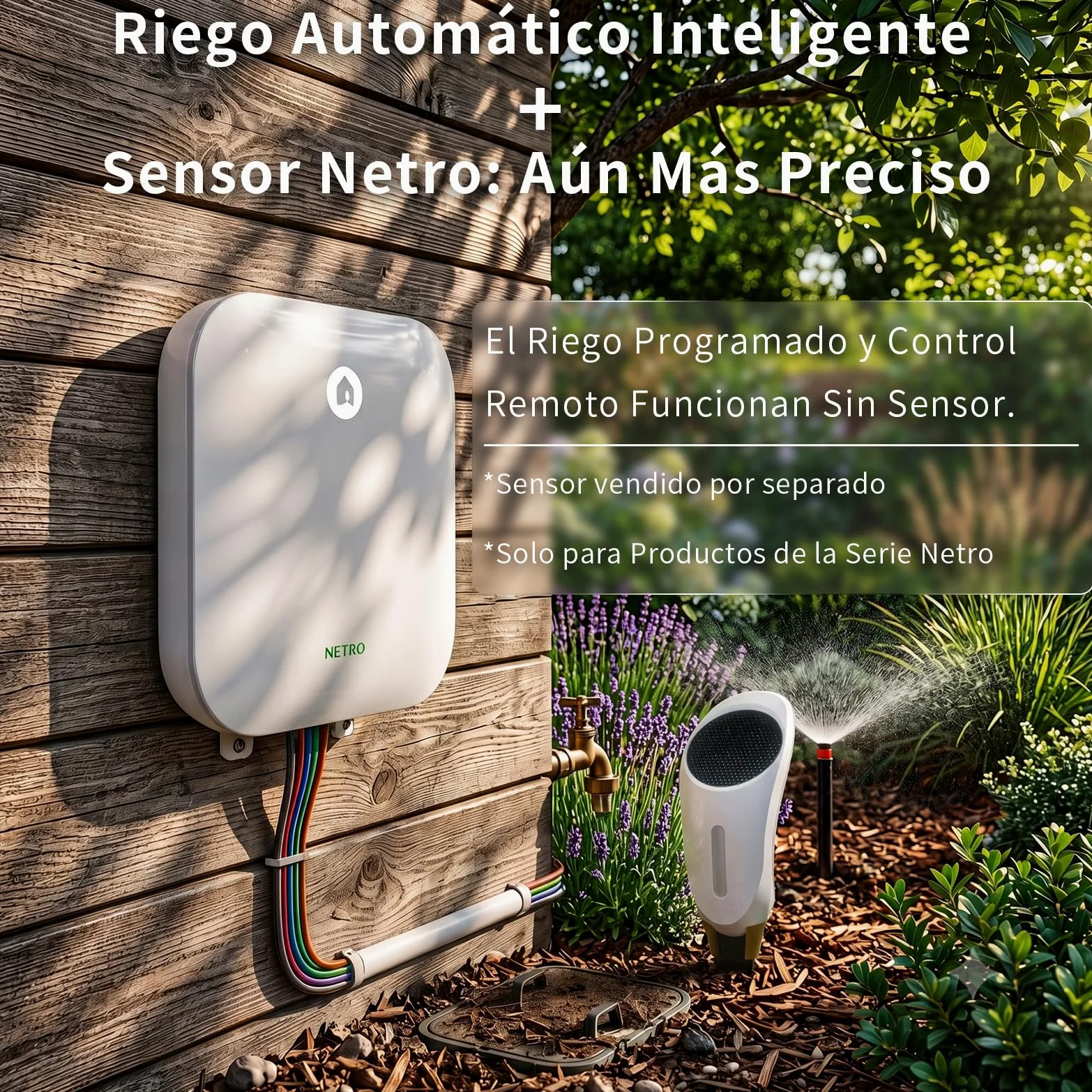 Netro Sprite 12 Zone Programador Riego WiFi Para Césped Con App, Con 24 CA | Serv Meteorol, Datos de Plantas,‌ Programa de Riego, Salto Lluvia, Riego Automático con Sensor Netro, Historial‌,Uso Interior