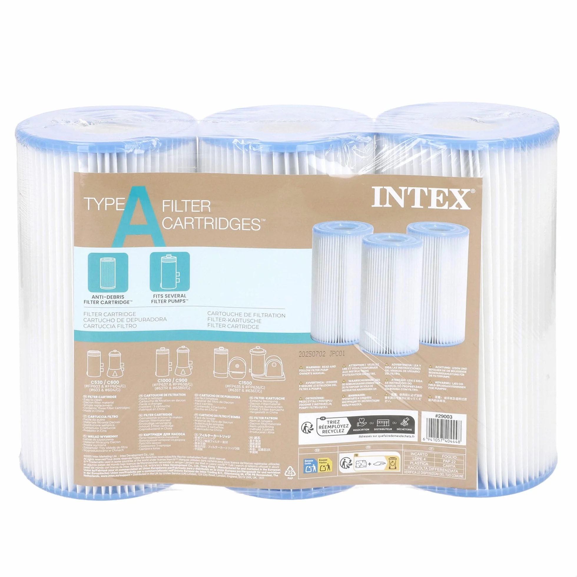 Intex 29003-PACK 3 Cartuchos Filtro Tipo A