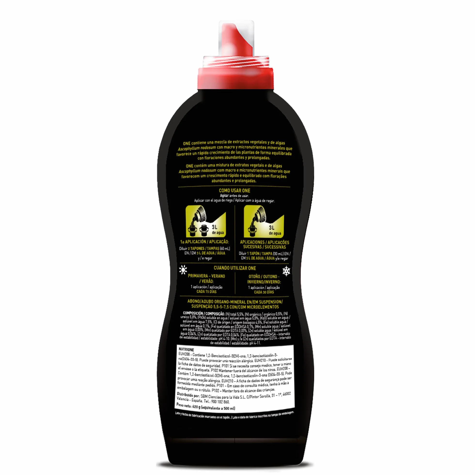 nutriONE Abono líquido concentrado para Plantas y Flores Fertilizante Premium ingredientes naturales
