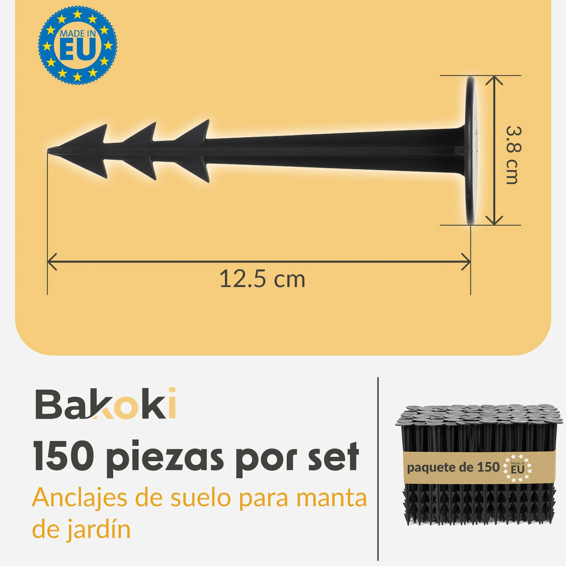 Anclaje de plástico 150 x piquetas de Tierra Resistentes a los Rayos UV, construcción Acanalada