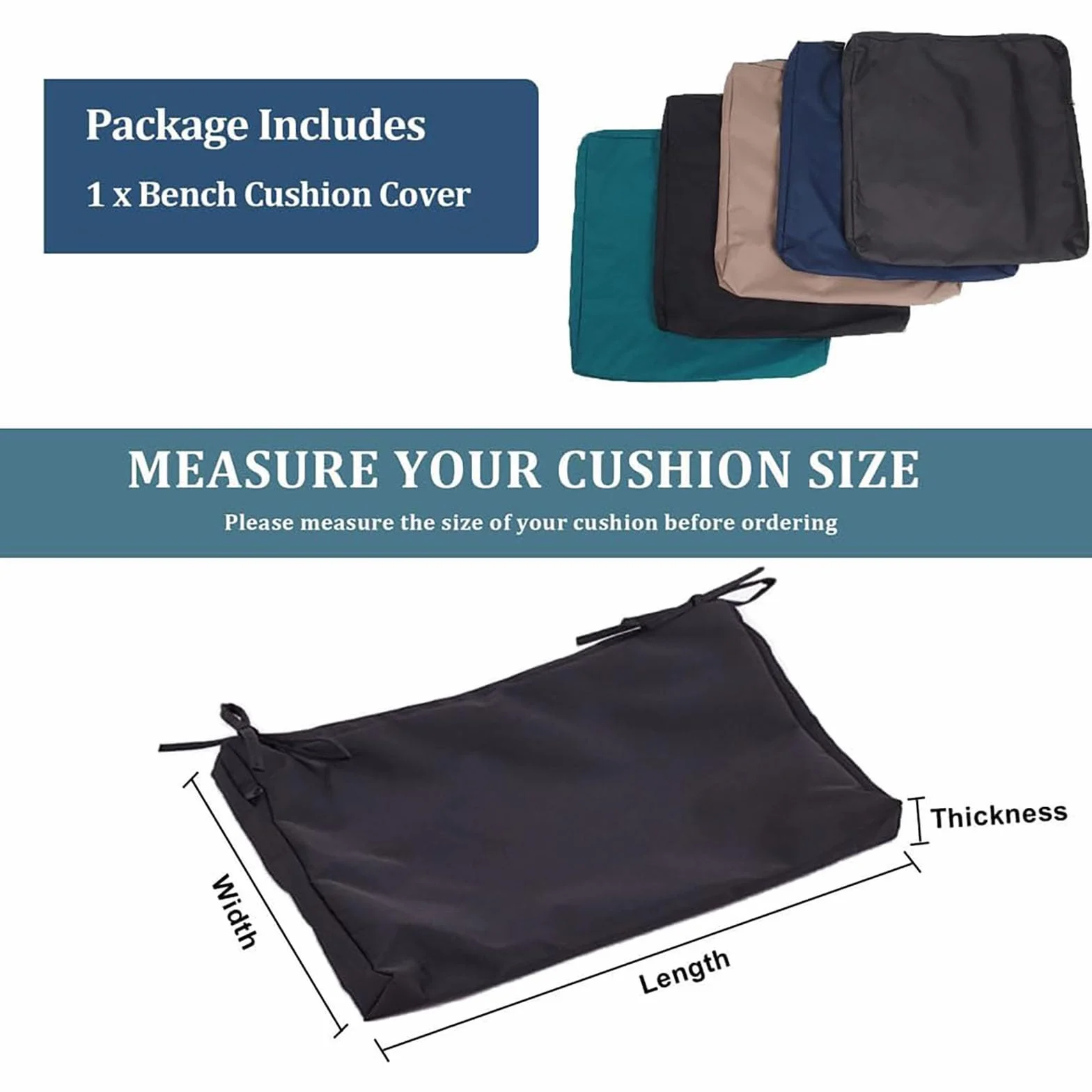 Genérico Funda de Cojín para Banco 150x40x5cm Lino Antideslizante Lavable 2 Correas Repuesto