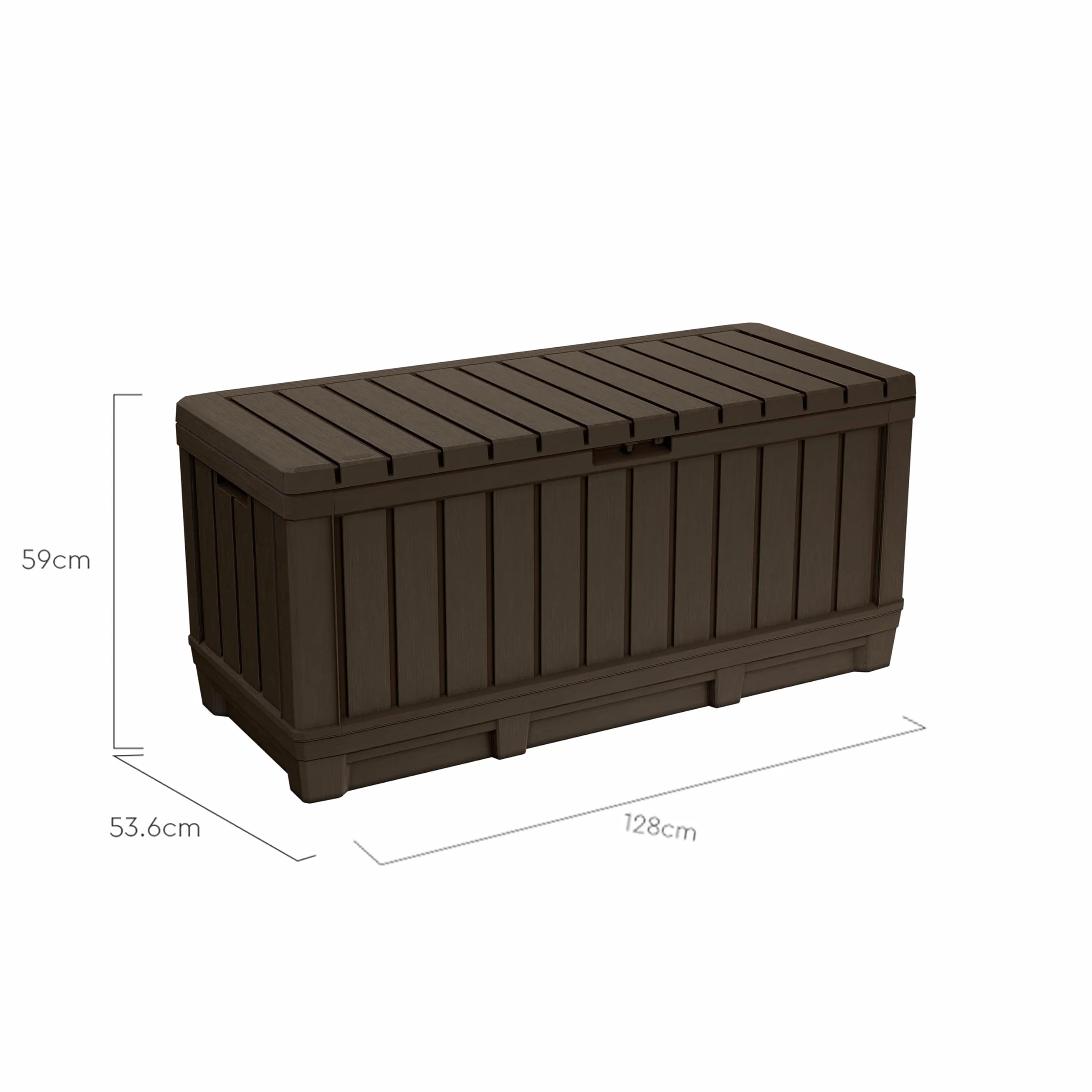 Keter Kentwood Baúl de Resina con Aspecto de Madera, 250 kg, Ruedas Incluidas, Marrón