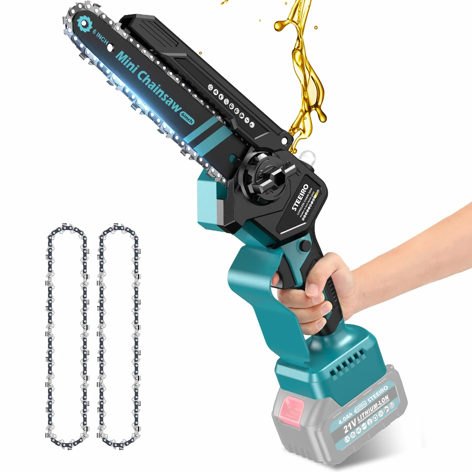 Mini motosierra eléctrica sin escobillas de 6 pulgadas, motosierra eléctrica inalámbrica para Makita BL de 18 V, motosierra de mano apta para jardinería, corte de madera, recorte (sin batería ni