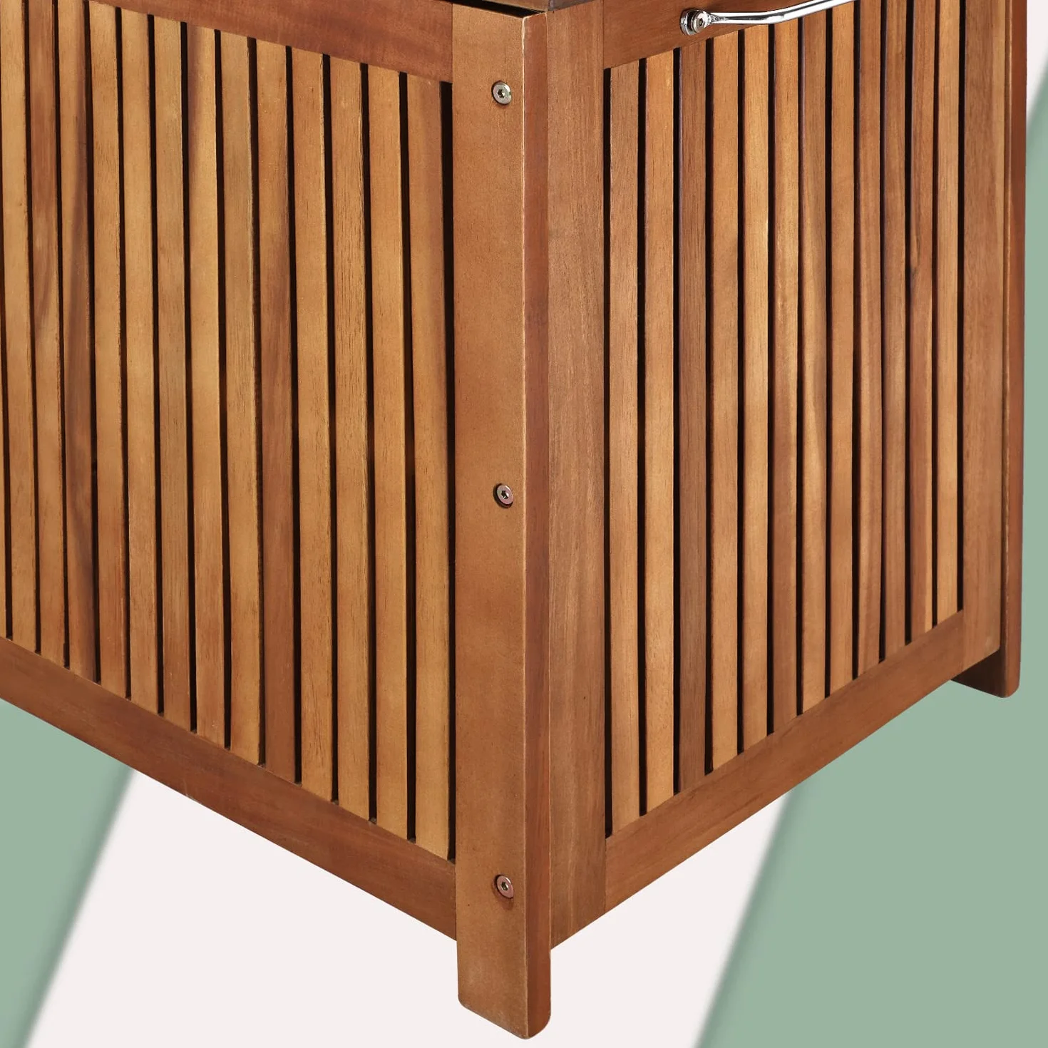 CASARIA Baúl de Almacenaje Exterior 350L Madera de Acacia con Ruedas 120x55x60cm
