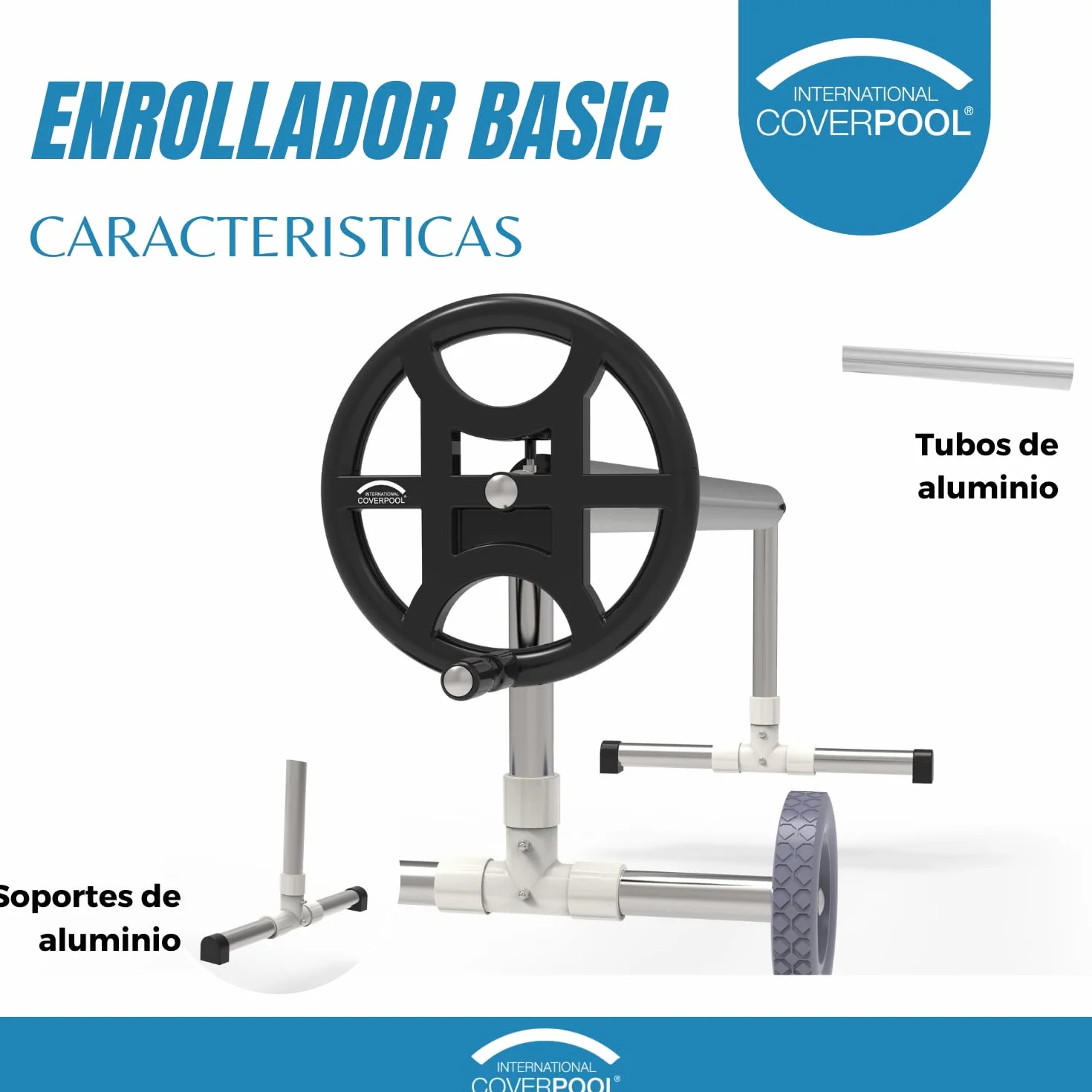 Enrollador de Cubierta de Piscina Basic Ajustable 4,2m Tubo 80mm
