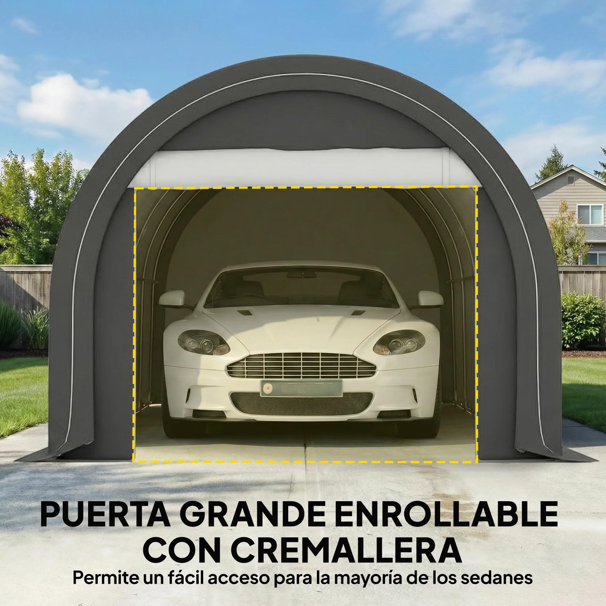 Outsunny Carpa Garaje Portátil 3x5 m Impermeable UPF30+ Acero Galvanizado Gris