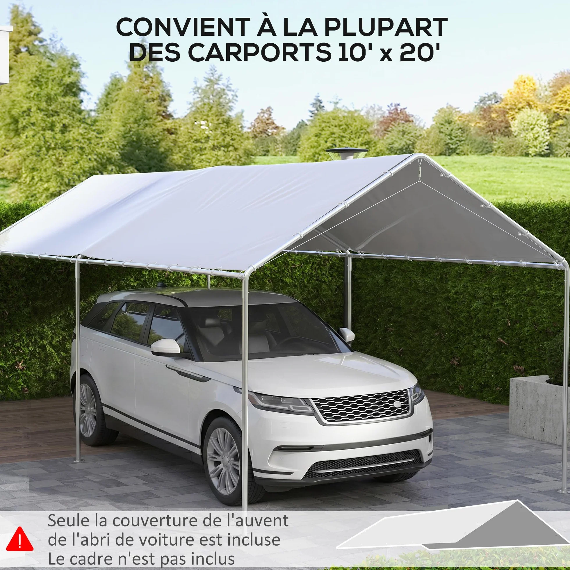 Outsunny Lona de repuesto para cochera 3 x 6 m toldo de coche 48 gomas elásticas