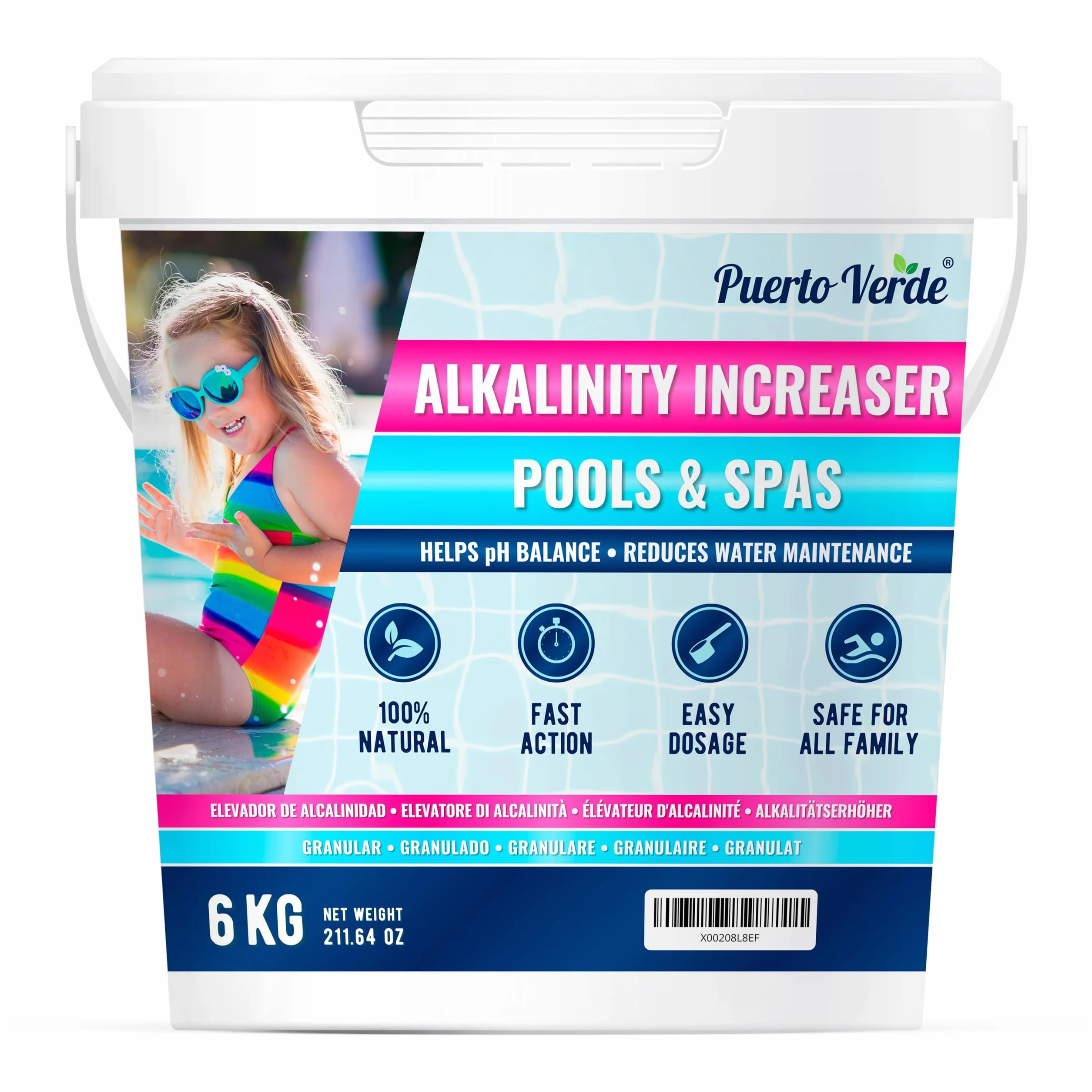 • Incrementador Alcalinidad Piscinas 6 Kg. Ajuste de Alcalinidad (TAC) y Equilibrio del pH. Apto para Hidromasajes y Spas. Formato Polvo Seguro para Toda la Familia. Producción Española.