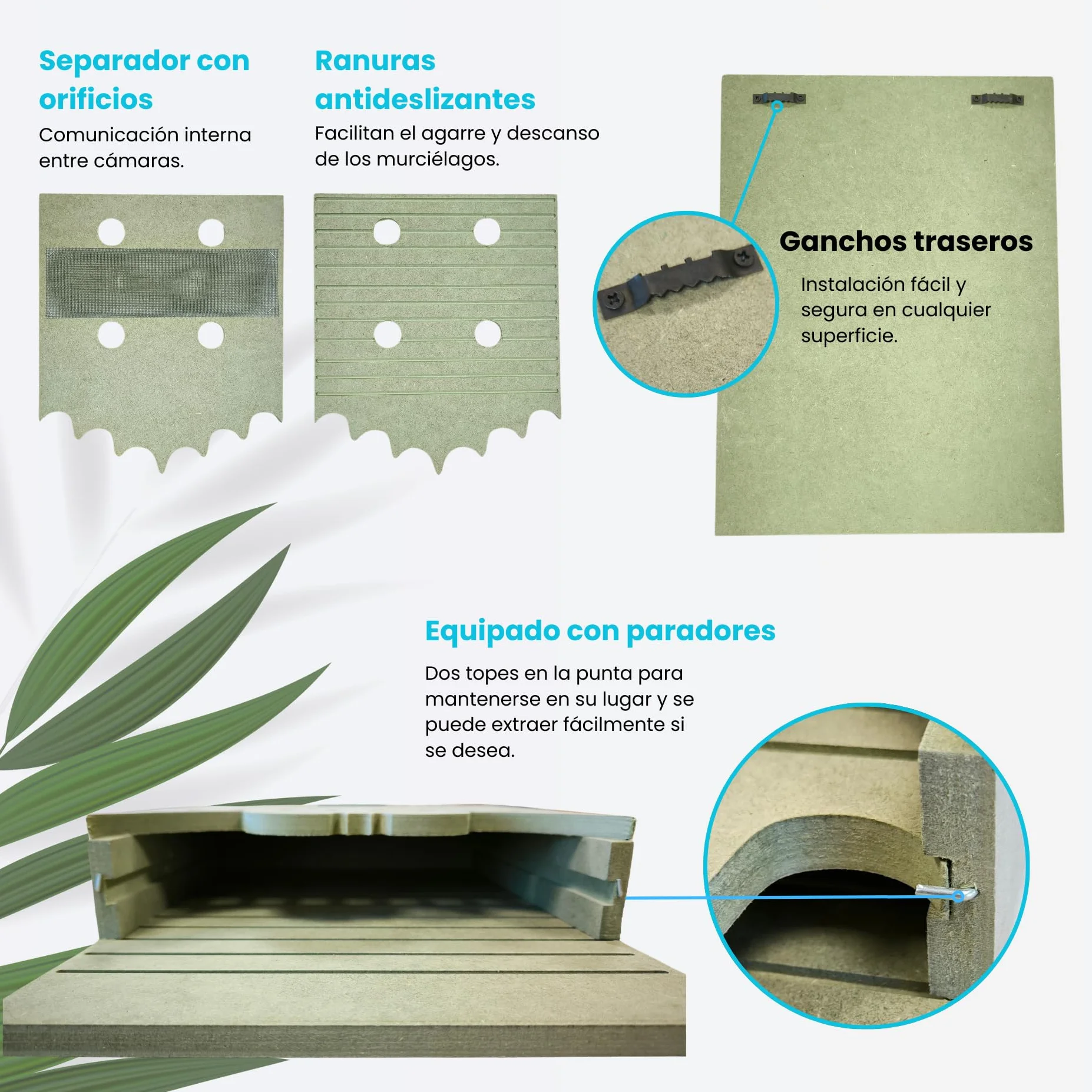 Pack De 2 Nidos para Murciélagos Exterior - Doble Cámara con Separador Extraíble - Murciélagos Europeos - Diseño En Forma De Murciélago - Ventilación Mejorada Y Ranuras Antideslizantes