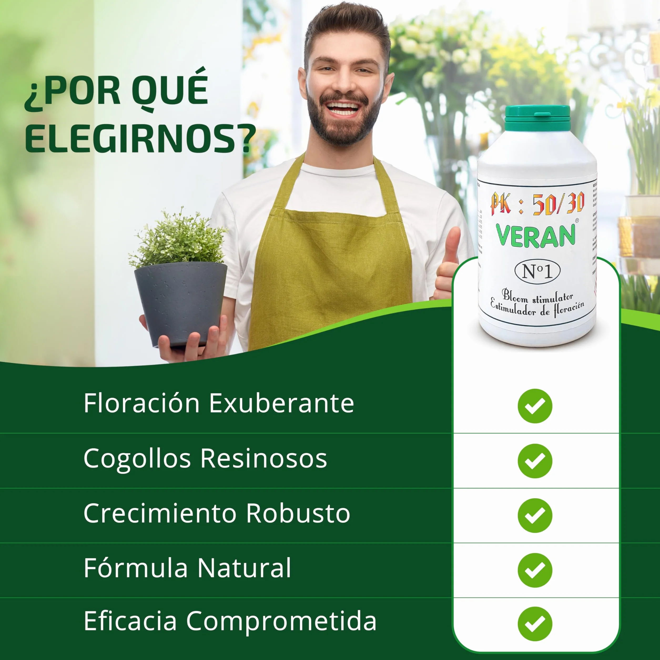 VERAN Abono Maria PK 50-30 125gr Fertilizante Cogollos