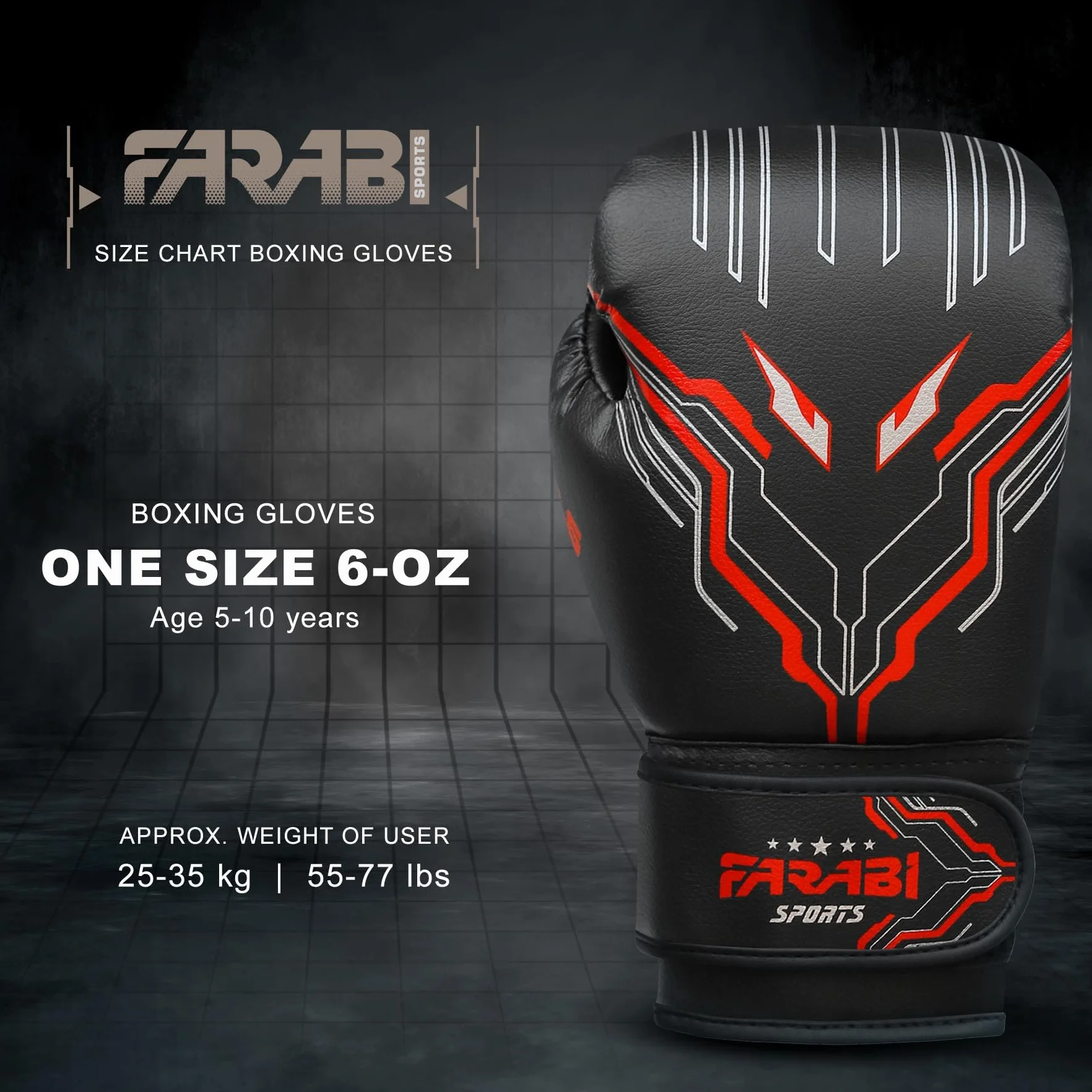 Farabi Sports Guantes de Boxeo Niño 6 oz Youth Junior Muay Thai MMA Saco Entrenamiento 5-10 años