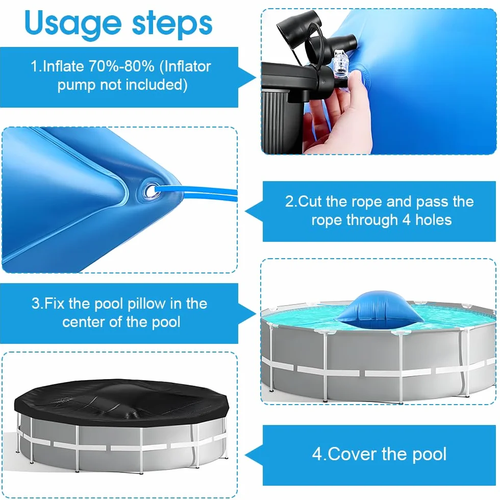 Cojín de Aire para Piscina XXL 120x120 cm PVC Inflable para Cubierta de Invierno