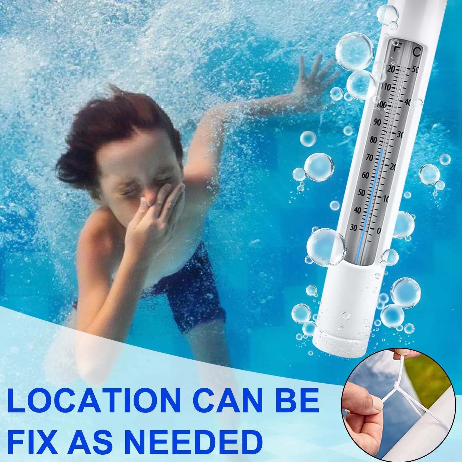 BAIFULAI Termómetro Flotante para Piscina Resistente a la Rotura Agua Amarillo