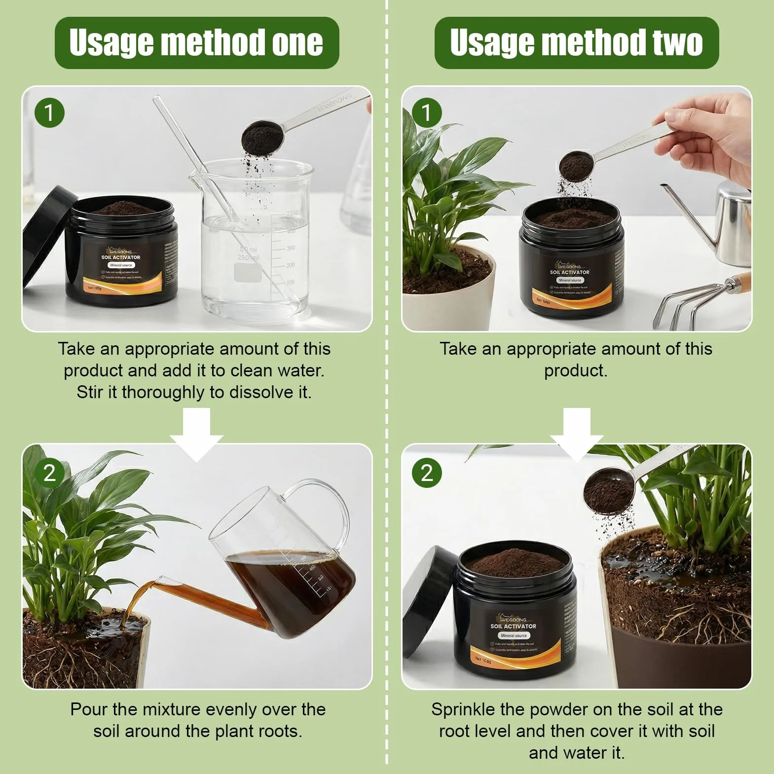 Activador de suelo natural para plantas de interior 120 g mejorador de raíces