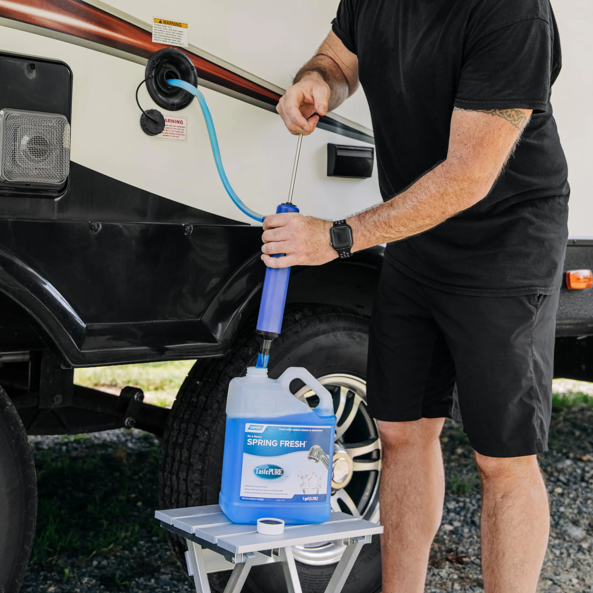 Camco Kit de bomba de mano anticongelante: bombea el anticongelante directamente en las líneas de flotación de RV y tanques de suministro, hace que el invierno sea simple y fácil (36003), azul