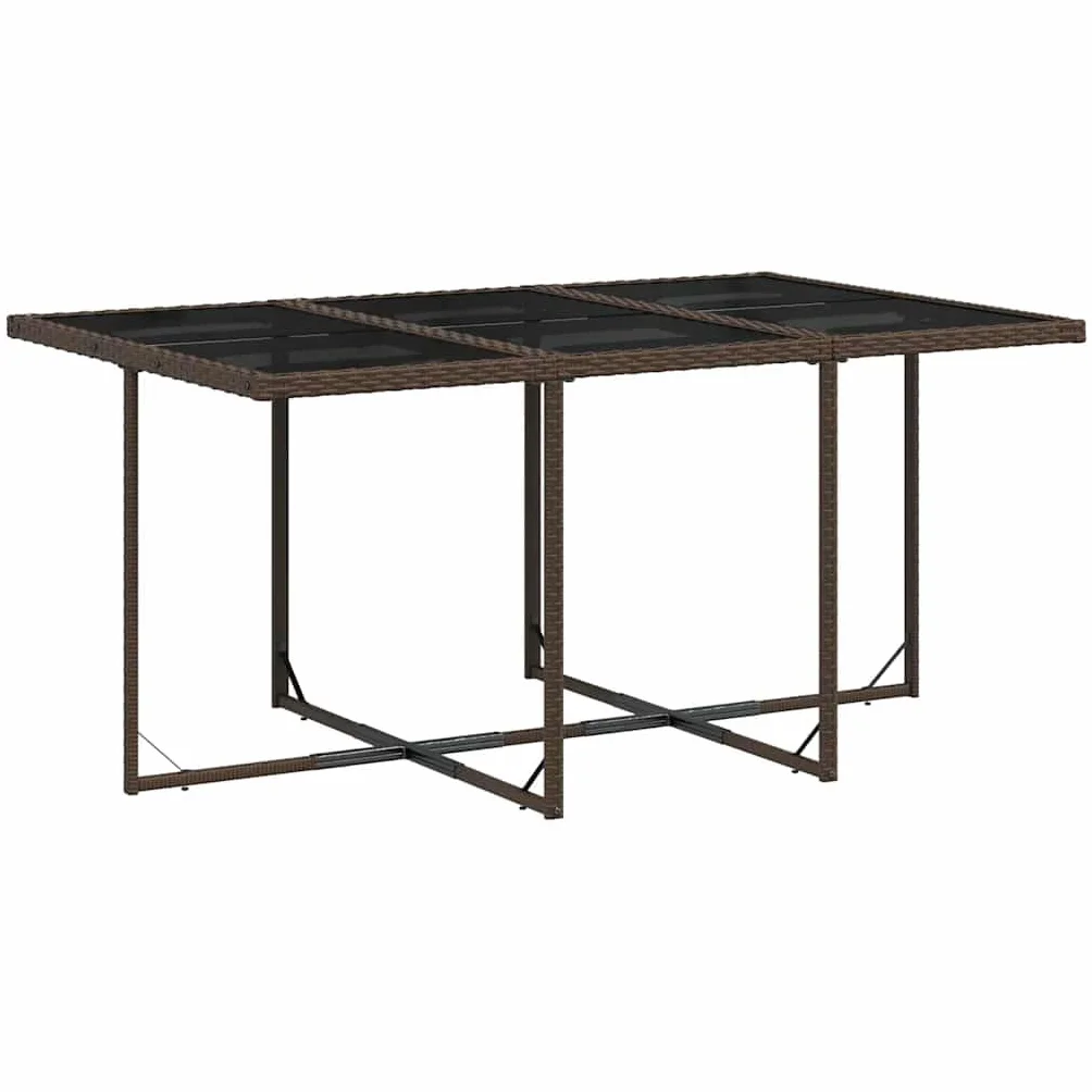 Set Comedor de Jardín 7 Piezas con Cojines Ratán Sintético Marrón