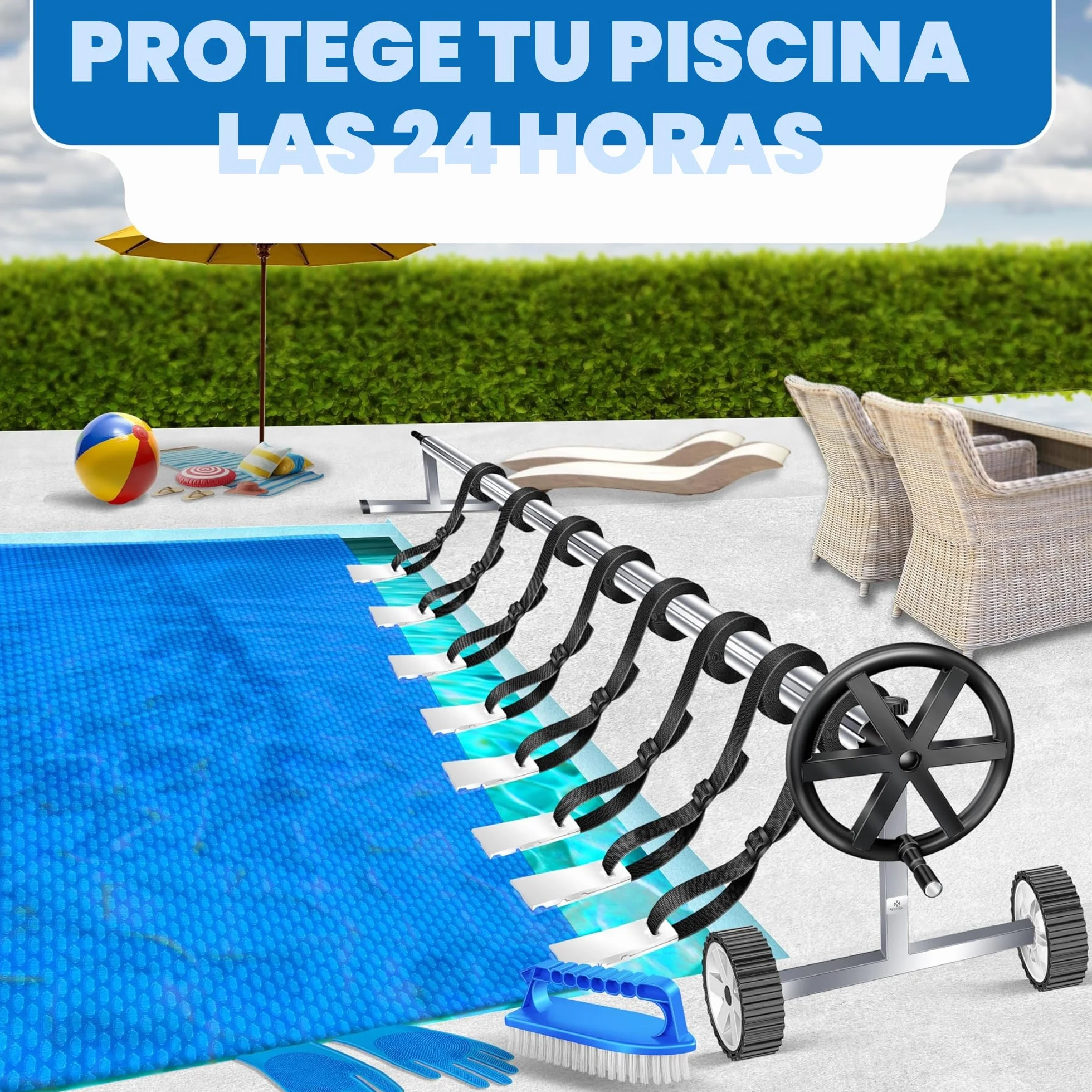 KESSER Enrollador de Piscina Premium 3-5,70 m con Ruedas para Lona Solar