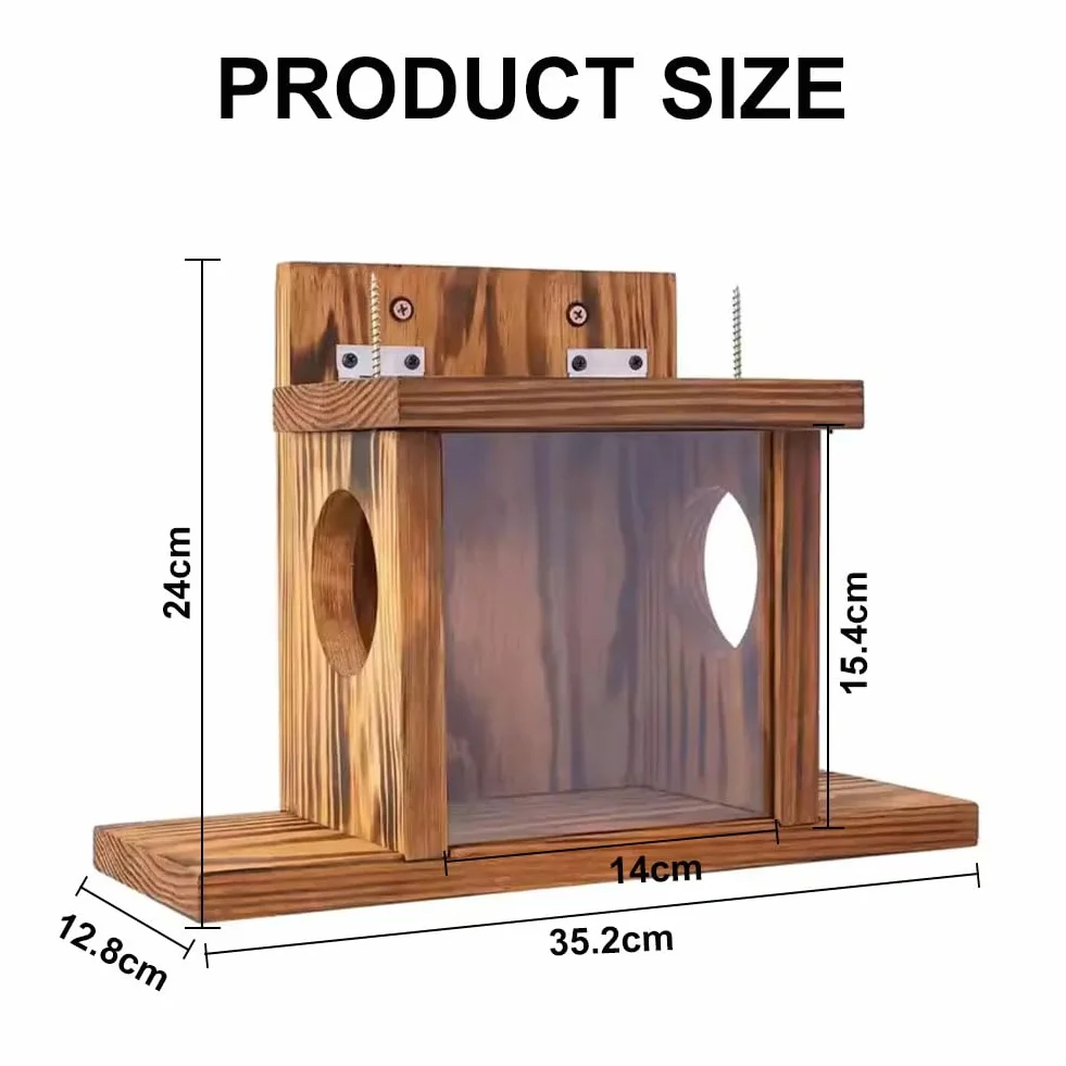 Comedero para Ardillas de Madera Colgable para Jardín Exterior