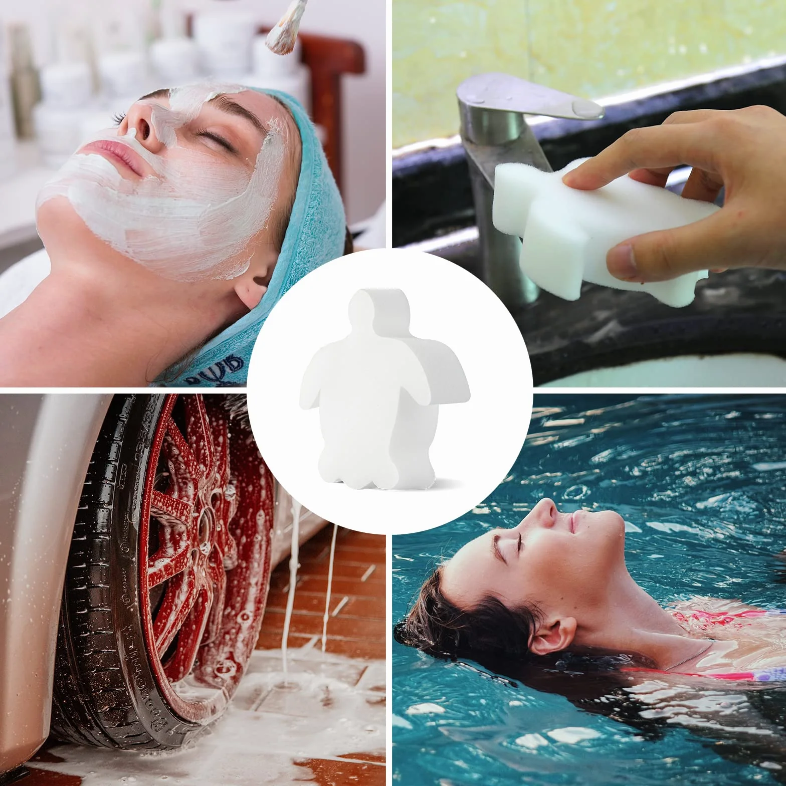 Esponja Absorbente de Aceite Luter para Bañera de Hidromasaje, Forma de Tortuga, Flotante para Piscina y SPA, Blanco