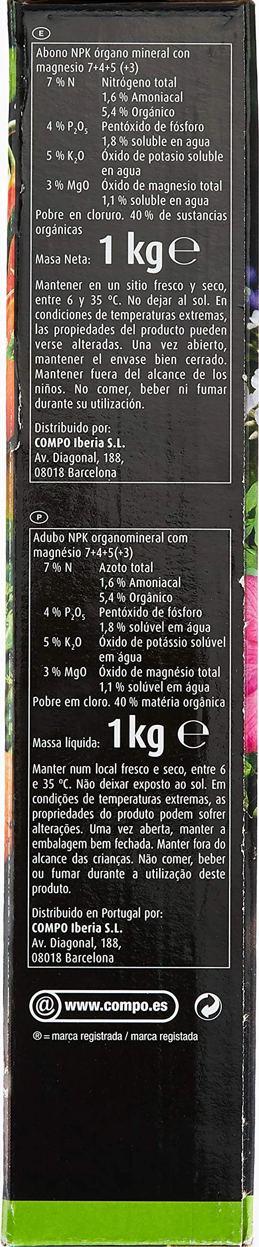 COMPO Abono ecológico natural con guano 1 kg 33 m