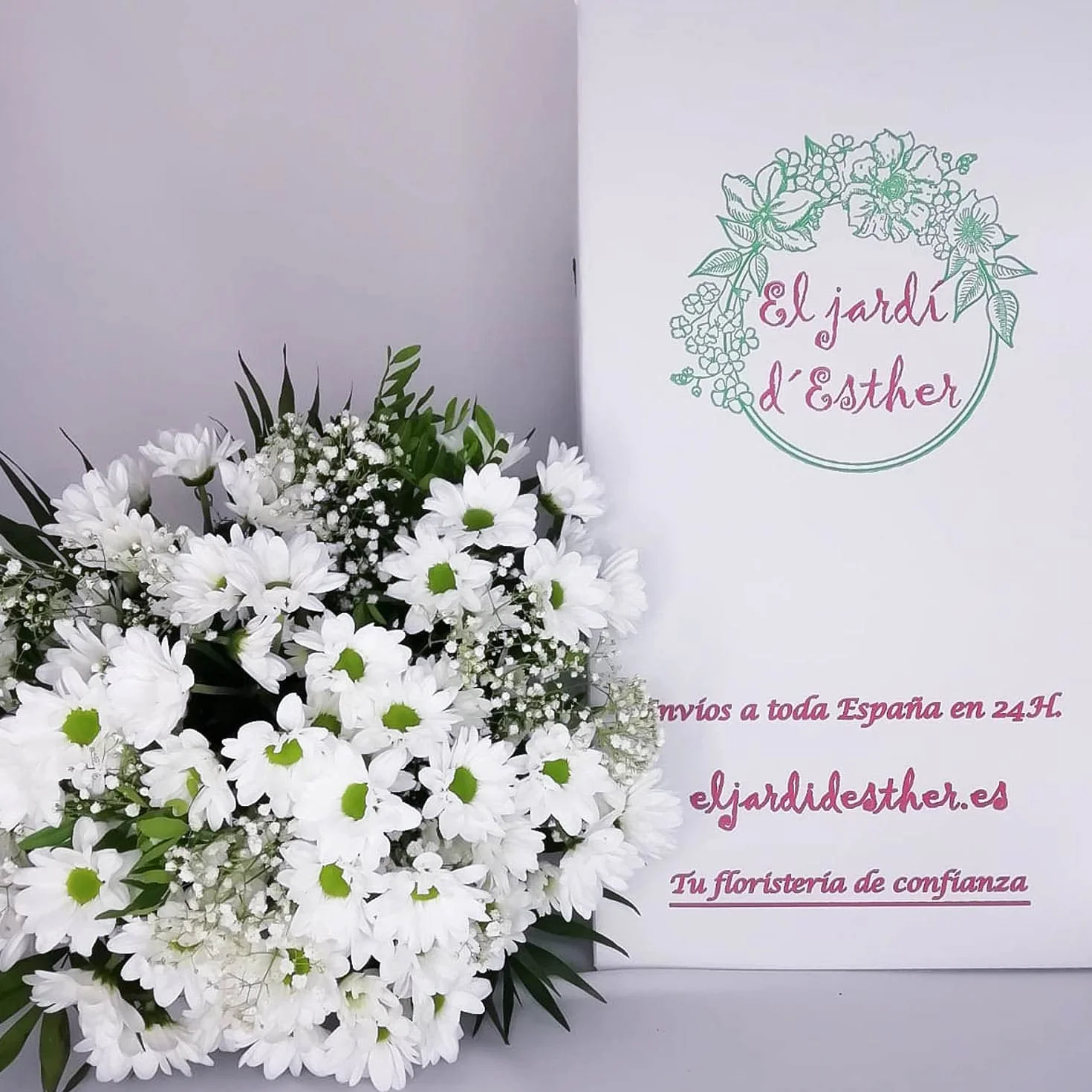 Ramo de flores naturales a domicilio Flores frescas Entrega gratis 24 horas Tarjeta dedicatoria Esperanza Blanco